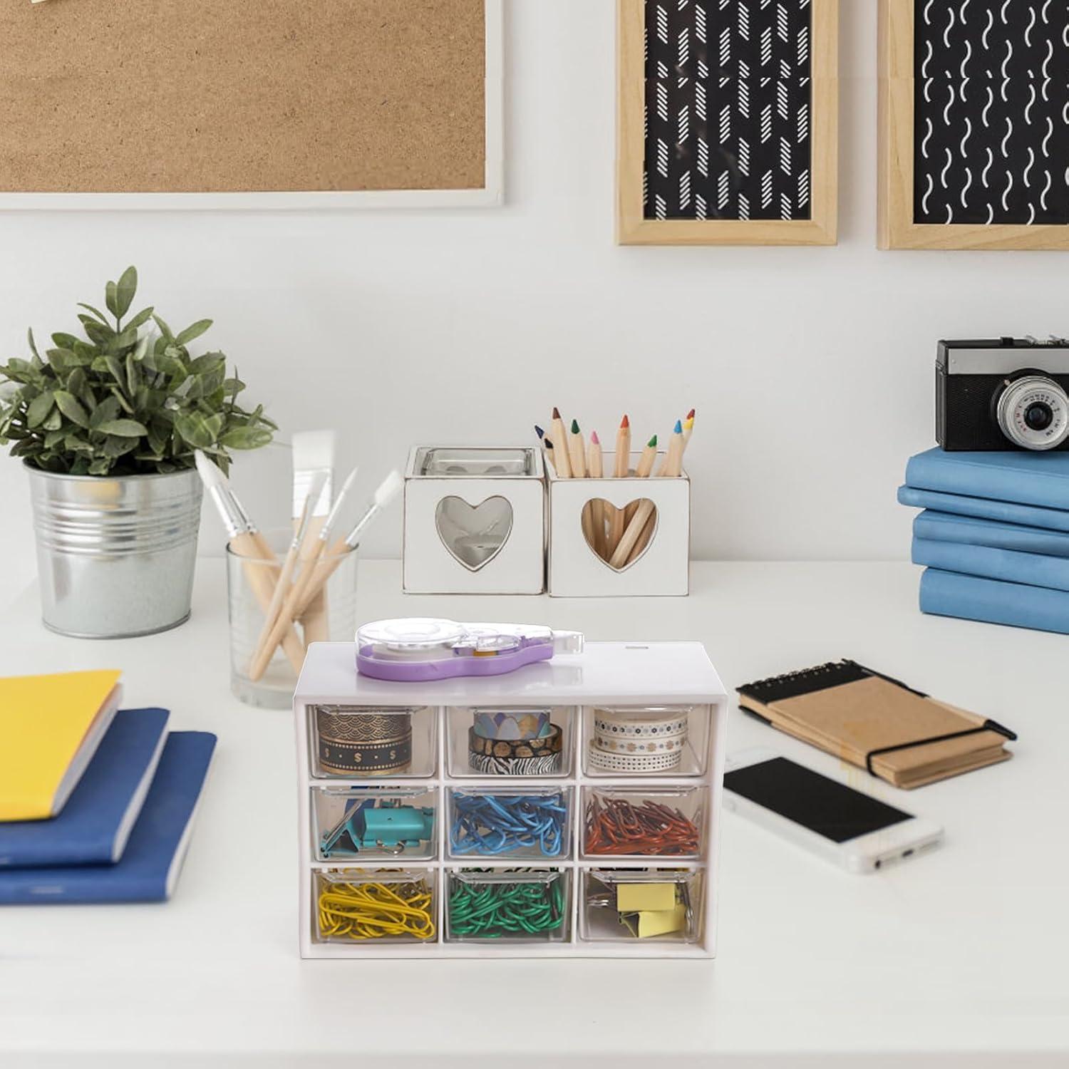 Organizador de Cajones Mini Hacaroa 9 Cajones Plástico Blanco