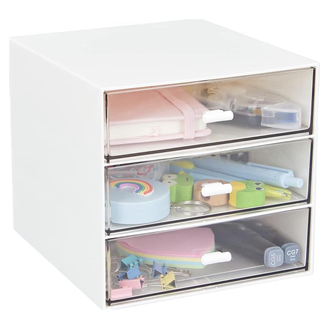 Organizador de Escritorio LETURE Blanco 3 Cajones Plástico