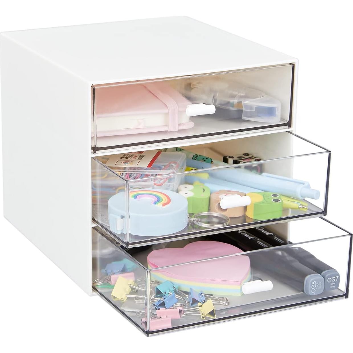 Organizador de Escritorio LETURE Blanco 3 Cajones Plástico