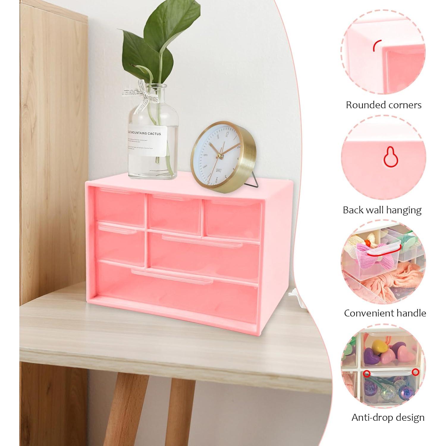 Organizador de Cajones Mini Nirvany Rosa 6 Cajones Transparentes