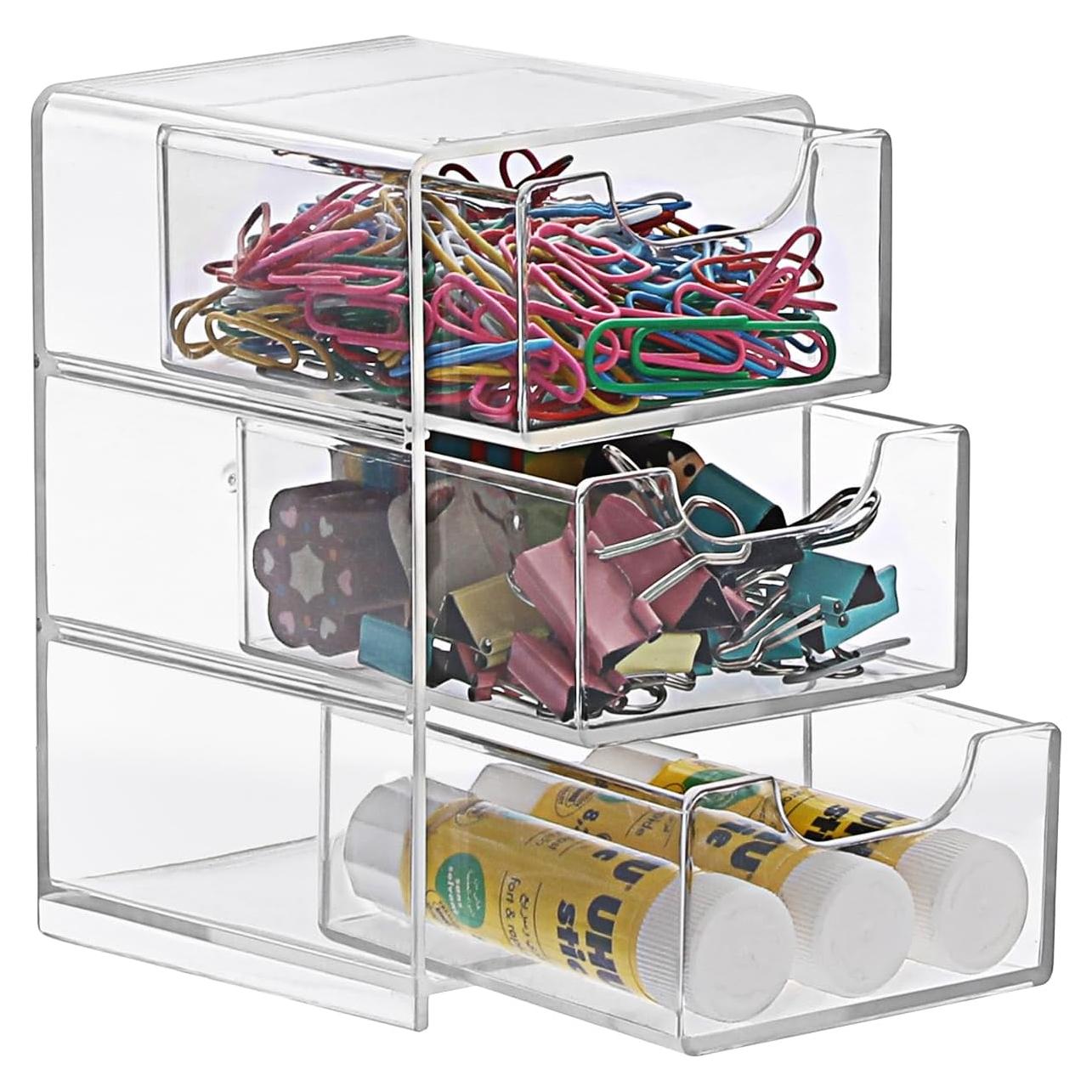 Organizador de Escritorio Acrílico BTSKY 3 Cajones 7.9x8.9x13cm