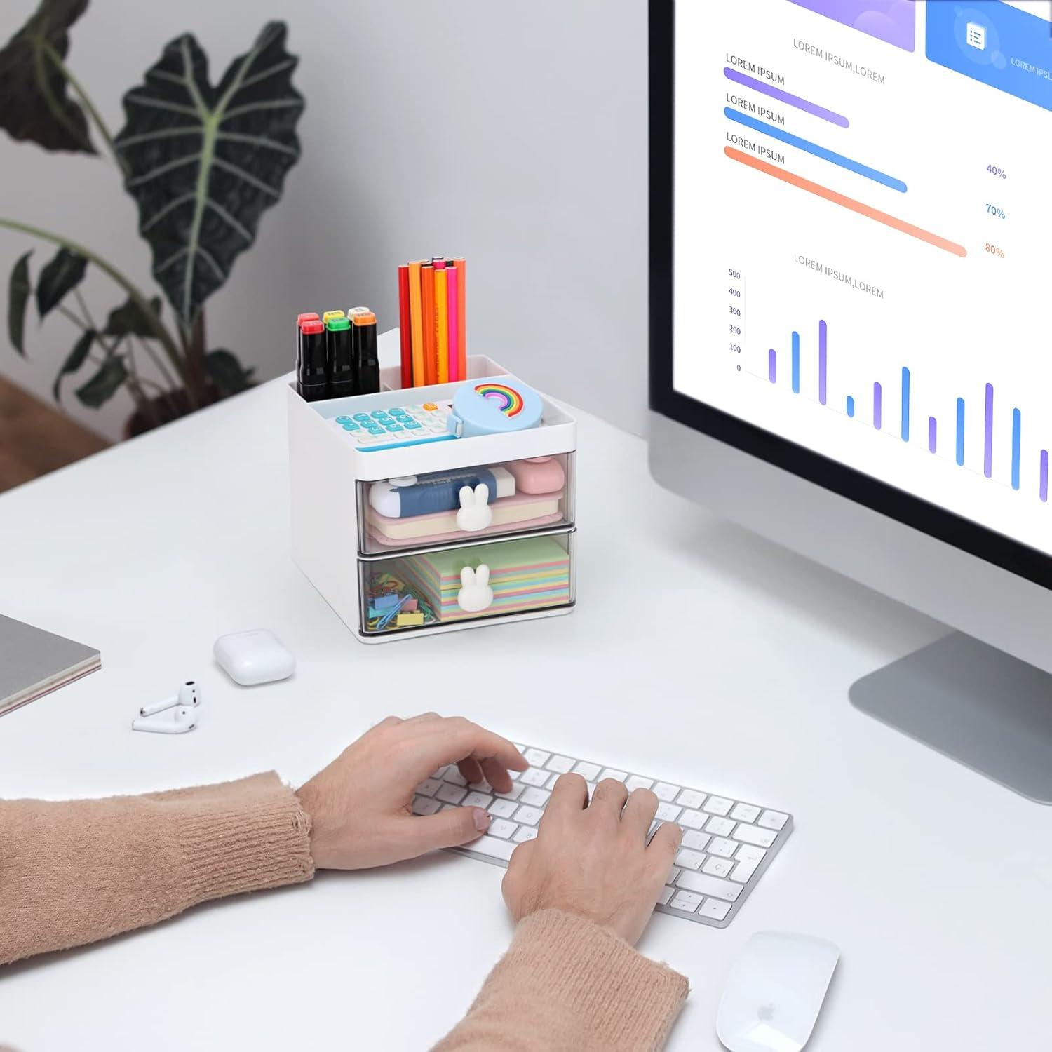 Organizador de Escritorio LETURE Blanco con Cajones 13x15x11.5 cm