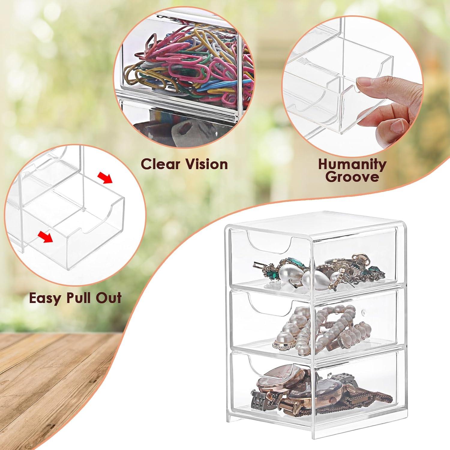 Organizador de Escritorio Acrílico BTSKY 3 Cajones 7.9x8.9x13cm