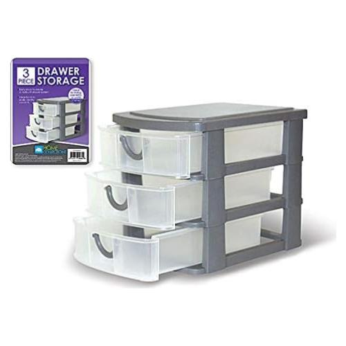 Organizador de Escritorio de Plástico 3 Cajones Dependable Gris