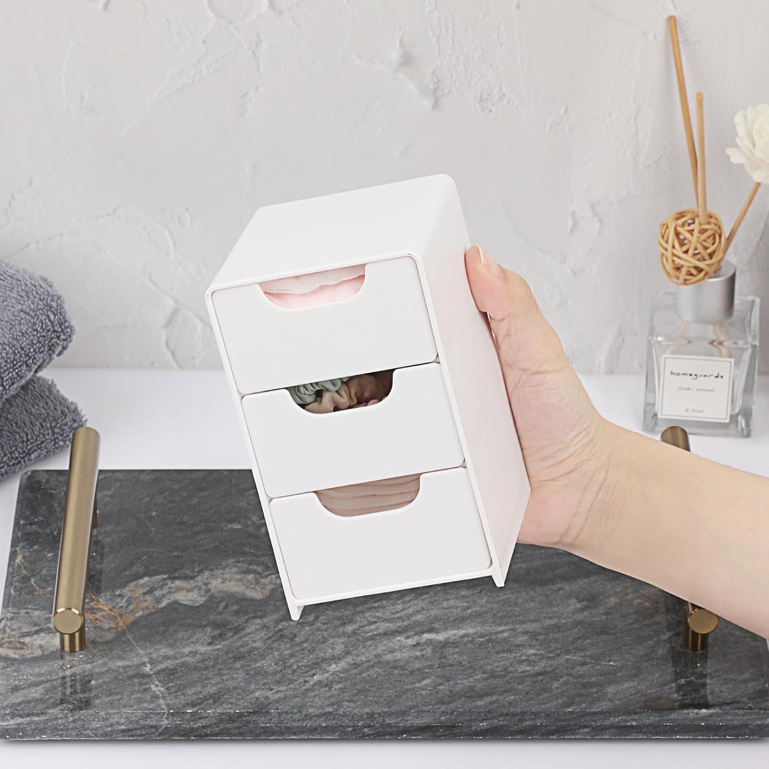 Organizador de Escritorio Acrílico BTSKY Blanco 3 Cajones 8x9x13cm