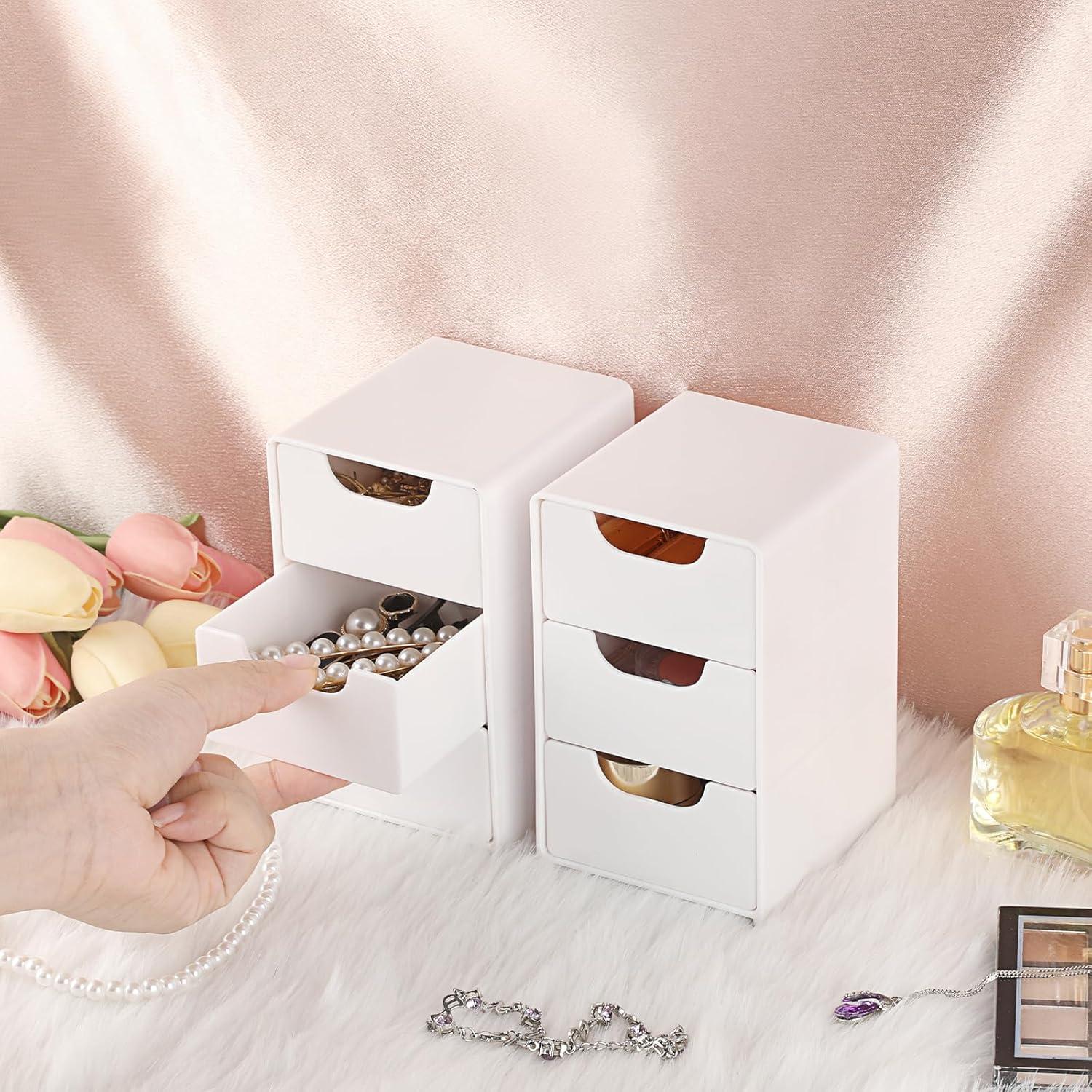 Organizador de Escritorio Acrílico BTSKY Blanco 3 Cajones 8x9x13cm