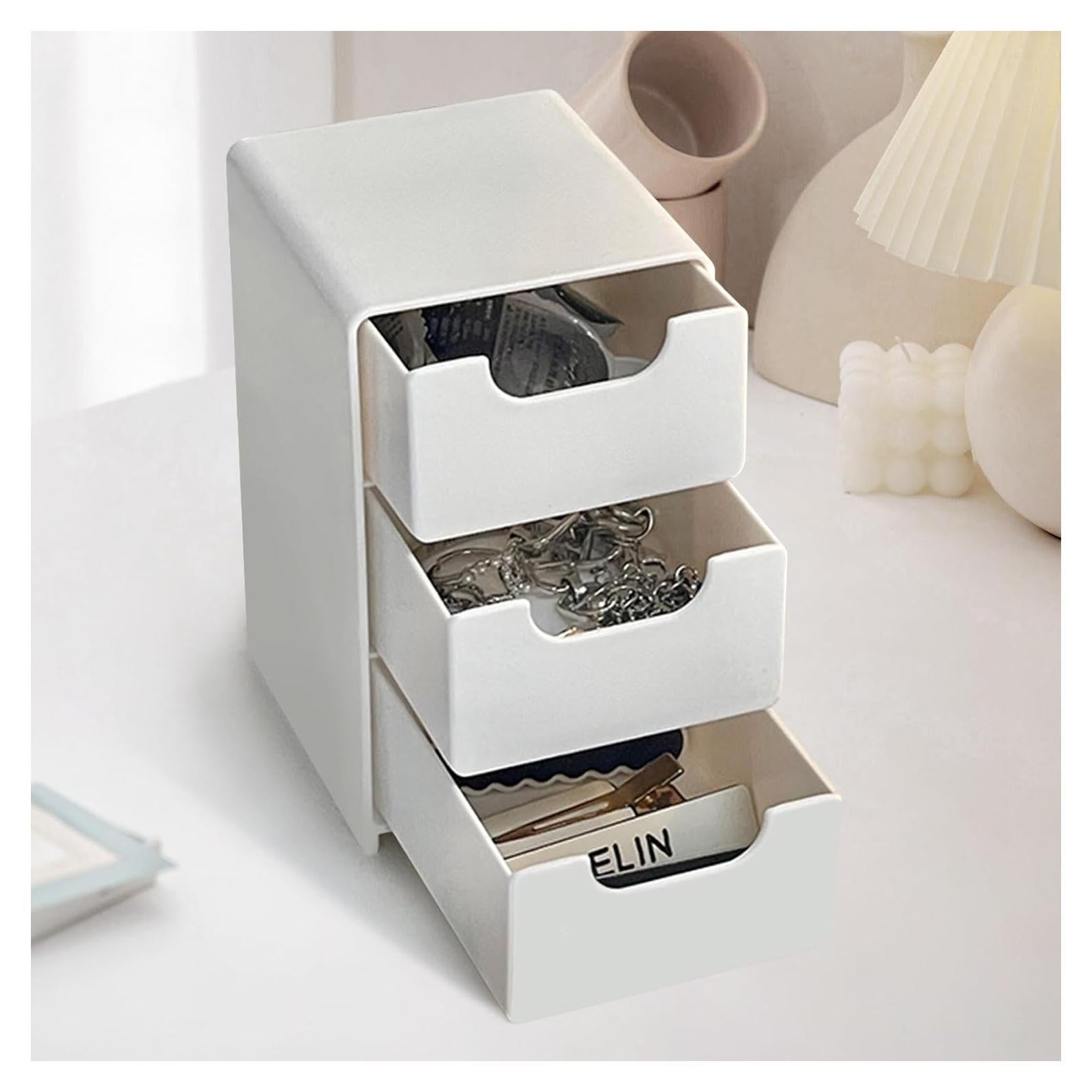 Organizador de Escritorio Mini VANRIOS 3 Cajones Blanco