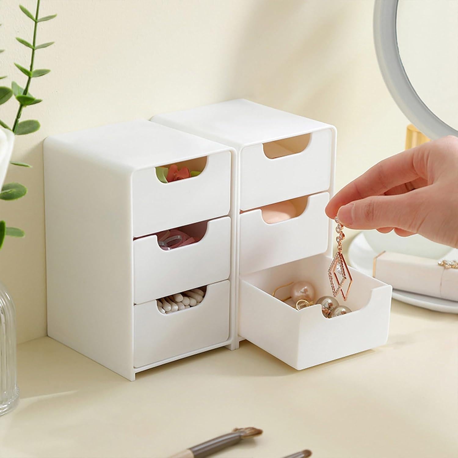 Organizador de Escritorio Mini VANRIOS 3 Cajones Blanco