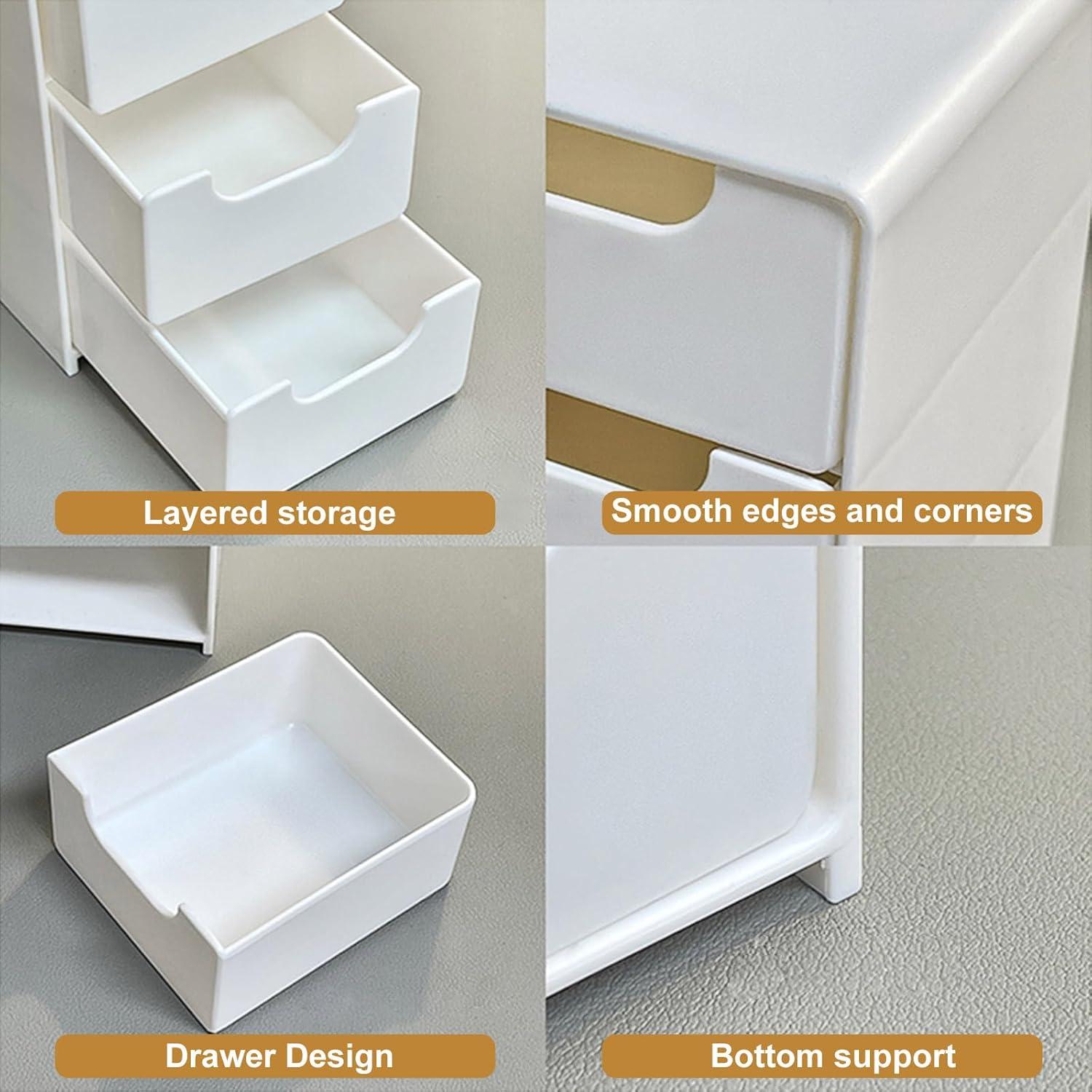 Organizador de Escritorio Mini VANRIOS 3 Cajones Blanco