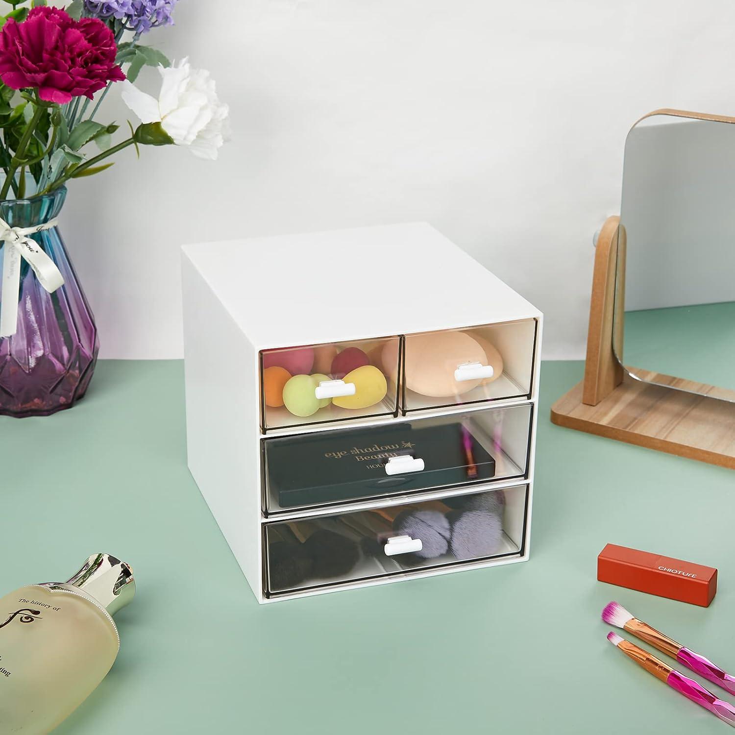 Organizador de Escritorio LETURE Blanco 4 Cajones Plástico 15.3x16.6x14.5 cm