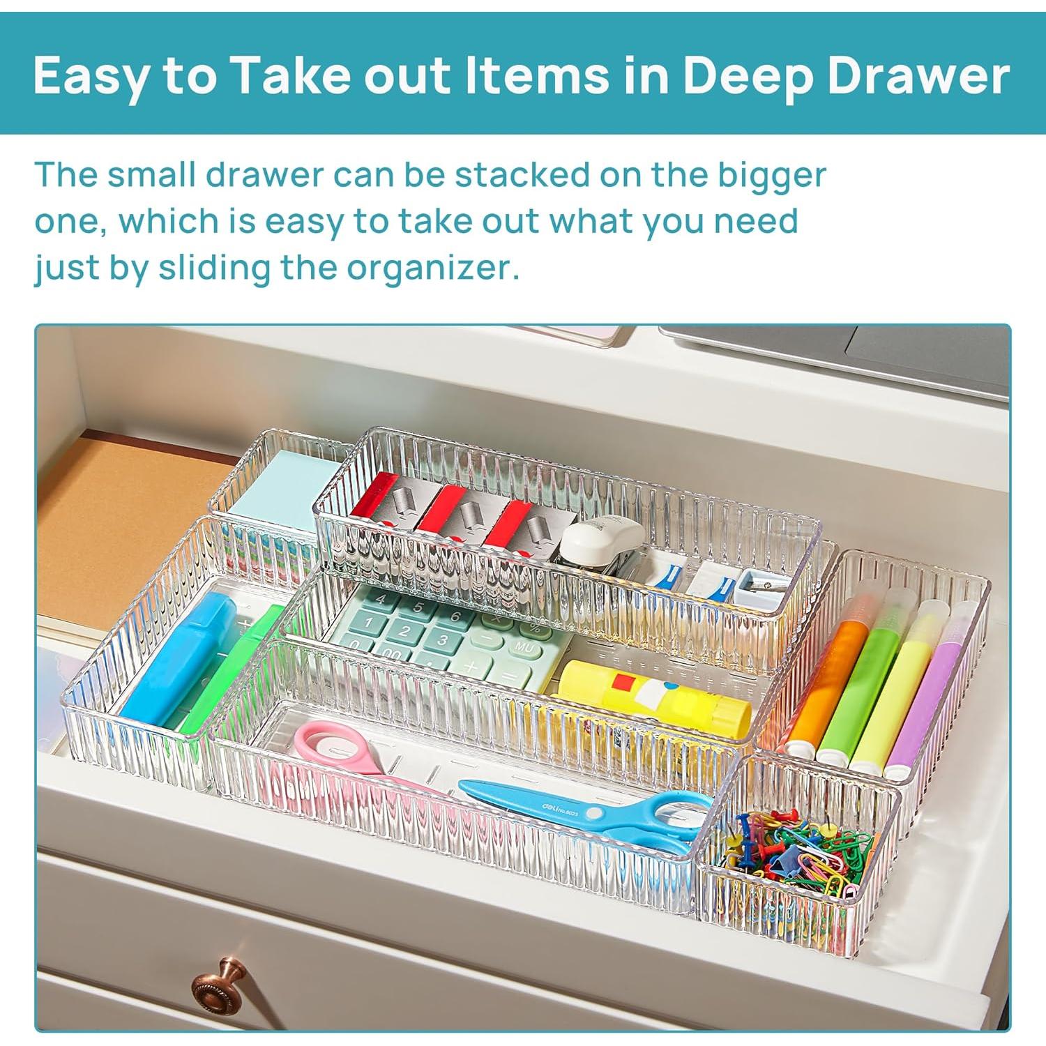 Organizadores de Cajones Vtopmart 7 PCS Transparentes 4 Tamaños