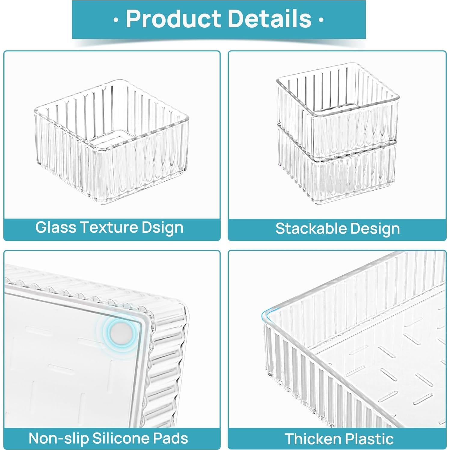 Organizadores de Cajones Vtopmart 7 PCS Transparentes 4 Tamaños