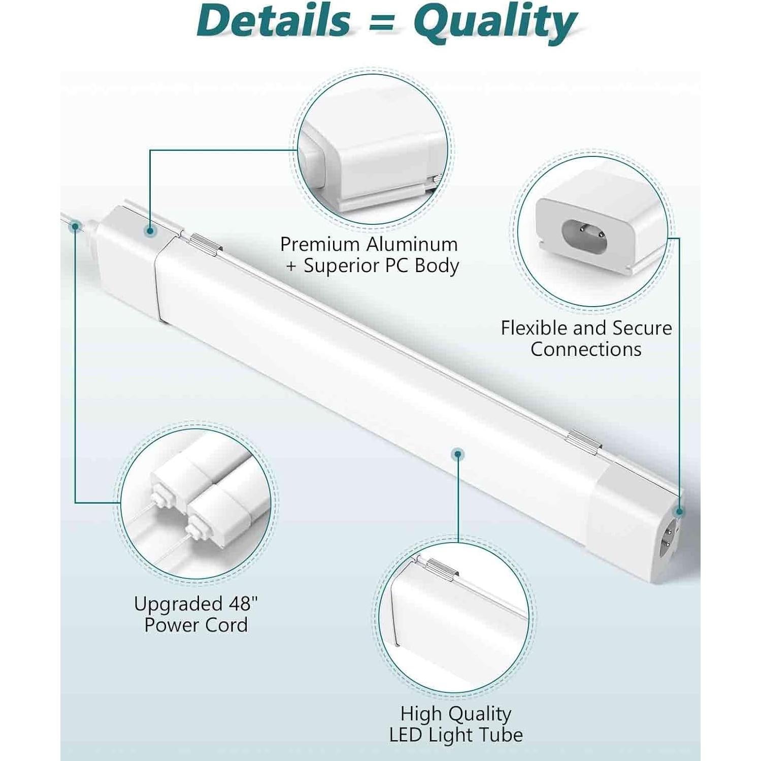 Luz de tubo LED WNSNOU 1.4FT 1800LM IP66 Enchufable