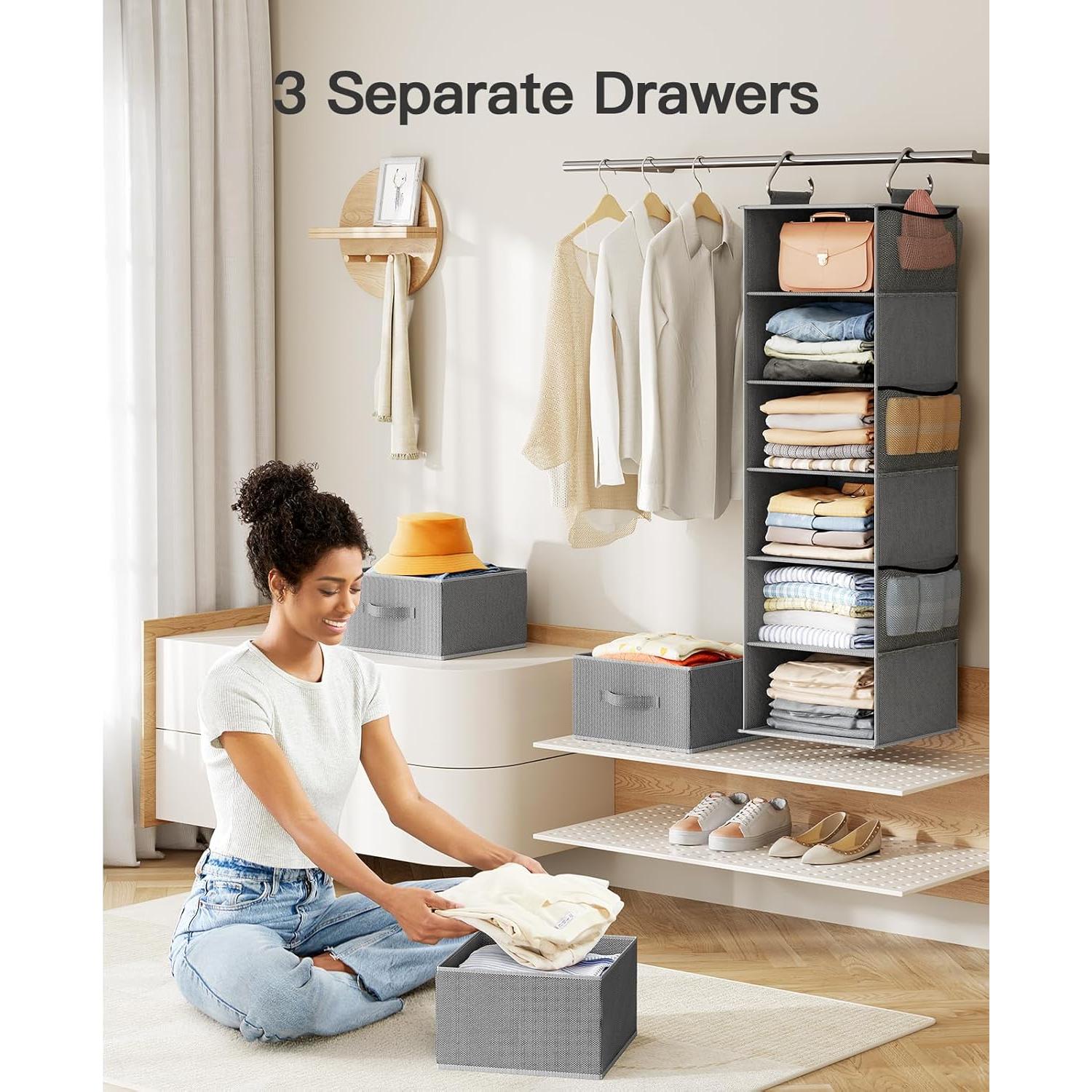 Organizador de Closet Colgante Pipishell 6 Estantes 3 Cajones