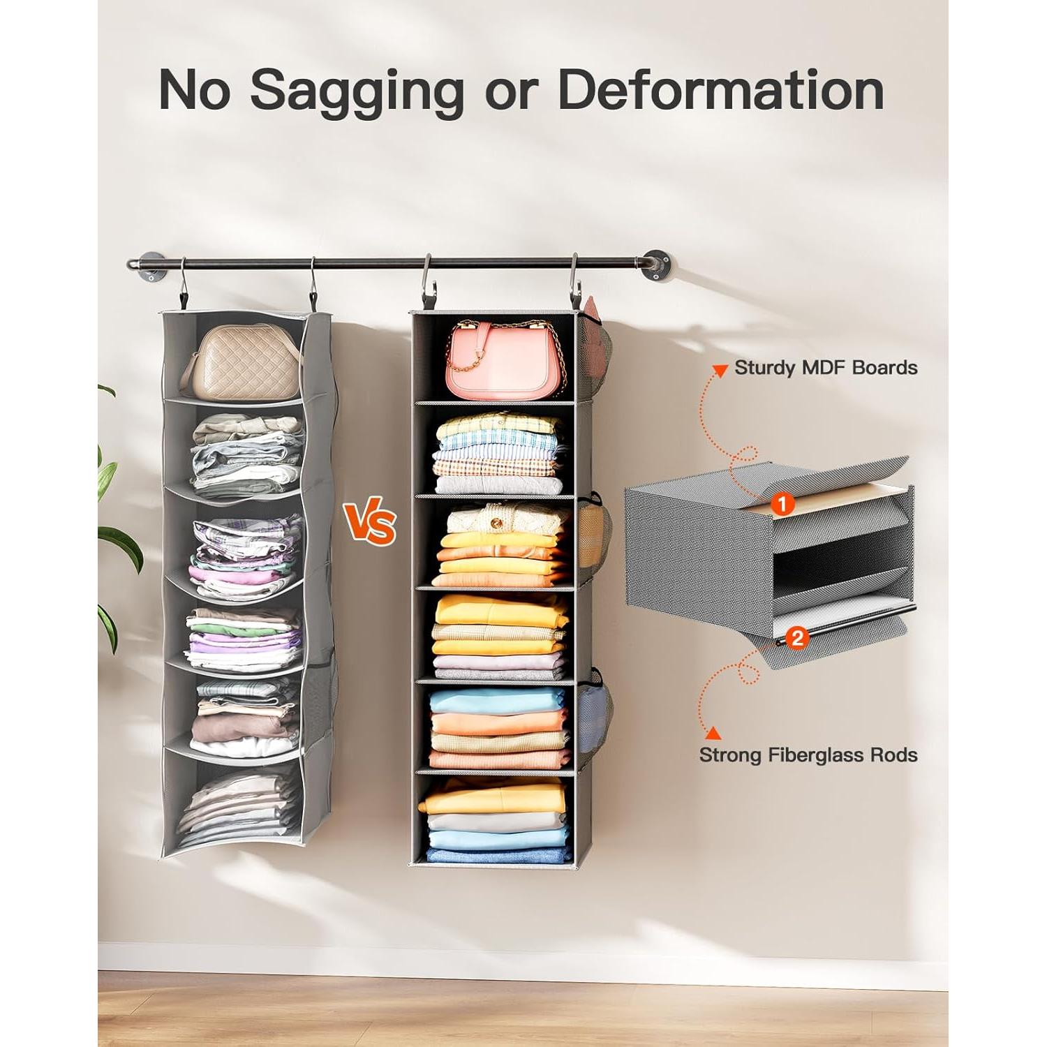 Organizador de Closet Colgante Pipishell 6 Estantes 3 Cajones