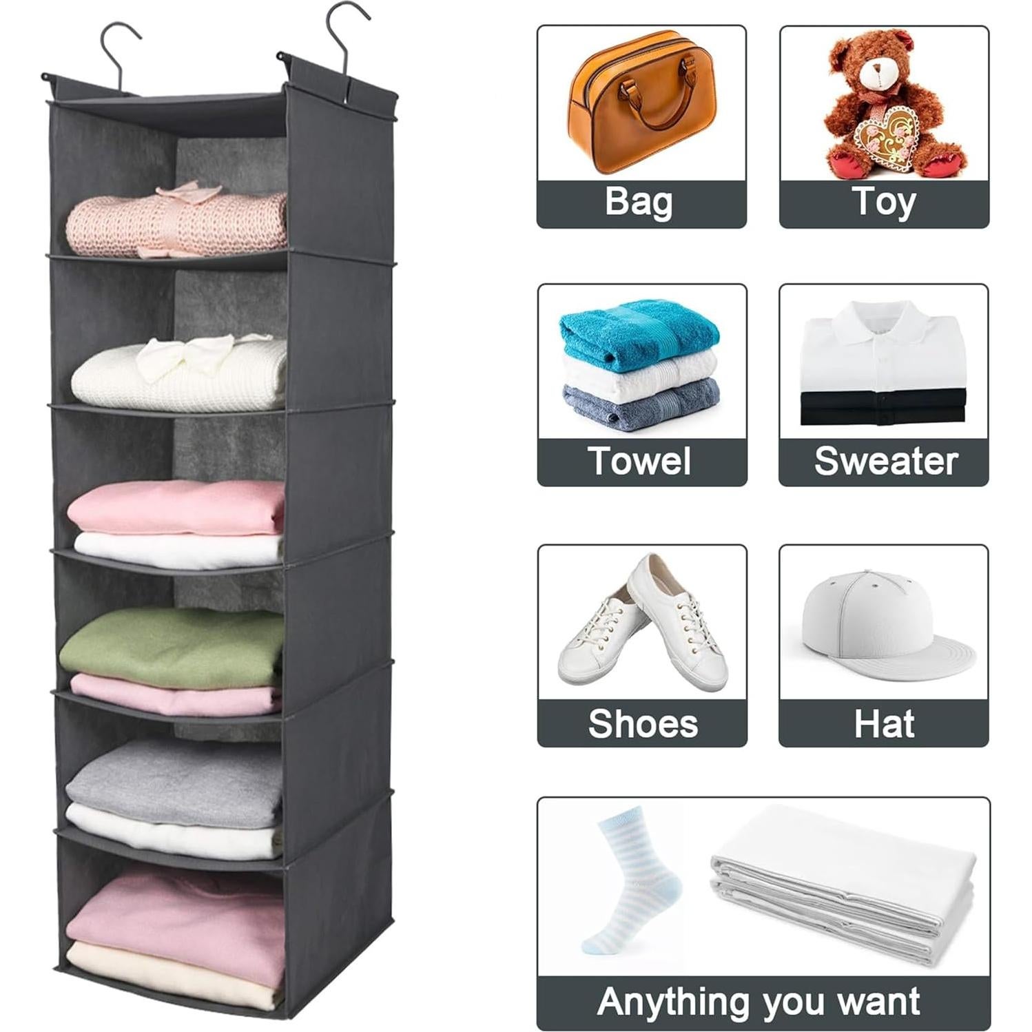 Organizador de Closet Colgante MAX Houser 6 Estantes Gris