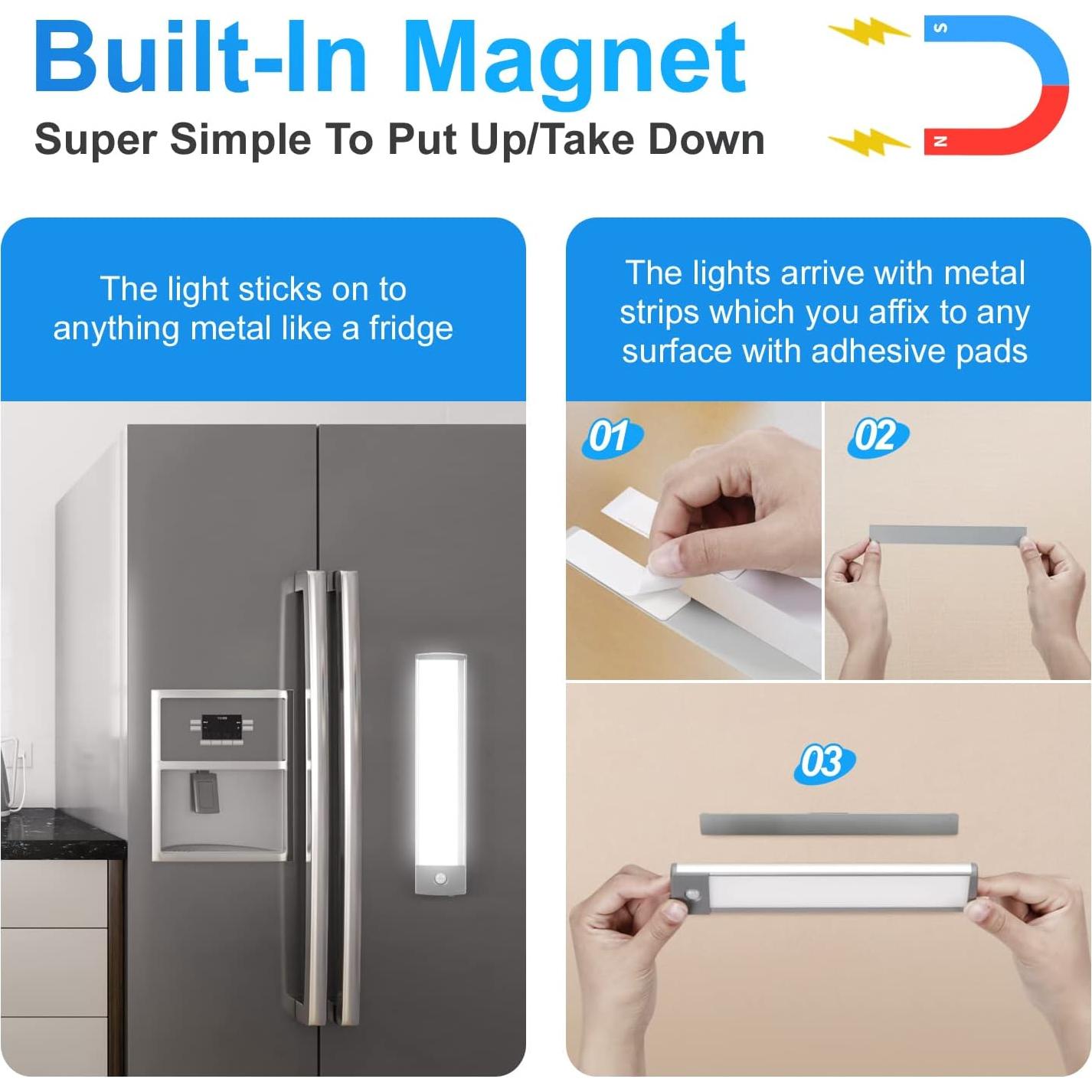 Luces LED Bajo Gabinete RXWL 30 LEDs Recargables USB 2Pack