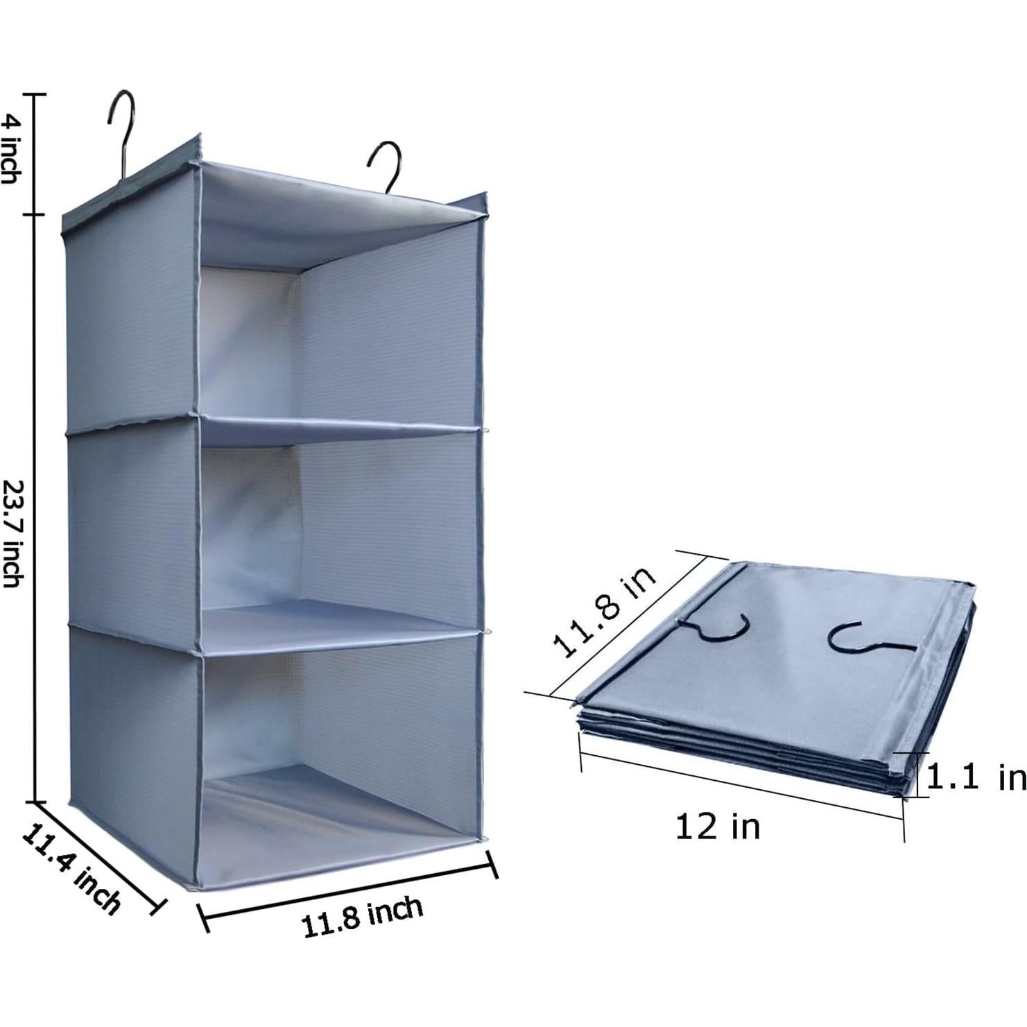 Organizador Colgante DonYeco 3 Estantes Tela Oxford Gris