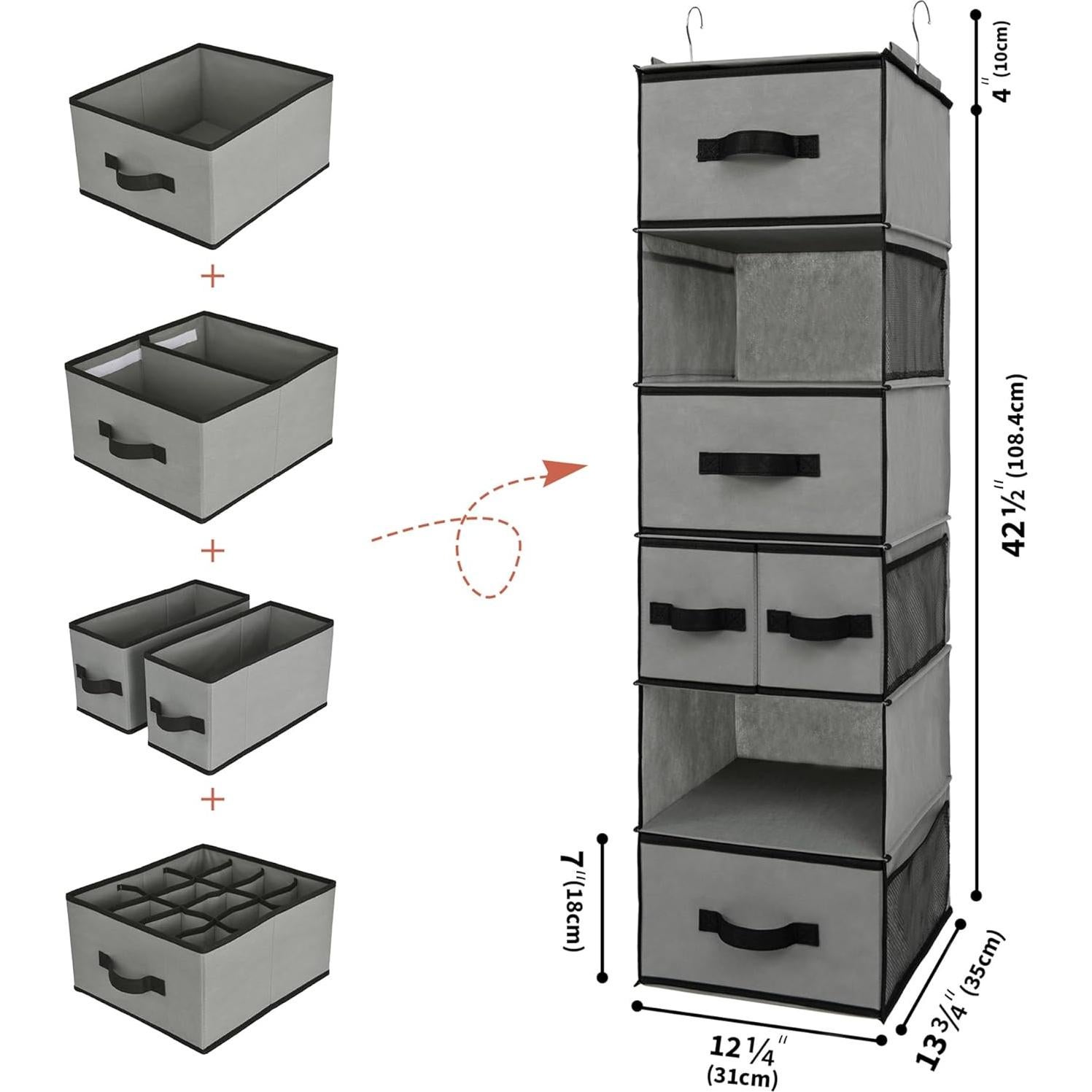 Organizador Colgante GRANNY SAYS 6 Estantes 5 Cajones Gris