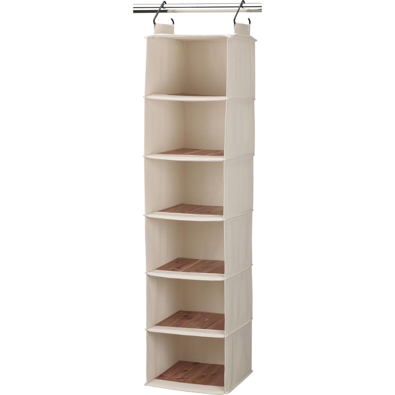 Organizador Colgante Cedarline 6 Estantes Lona Algodón Natural