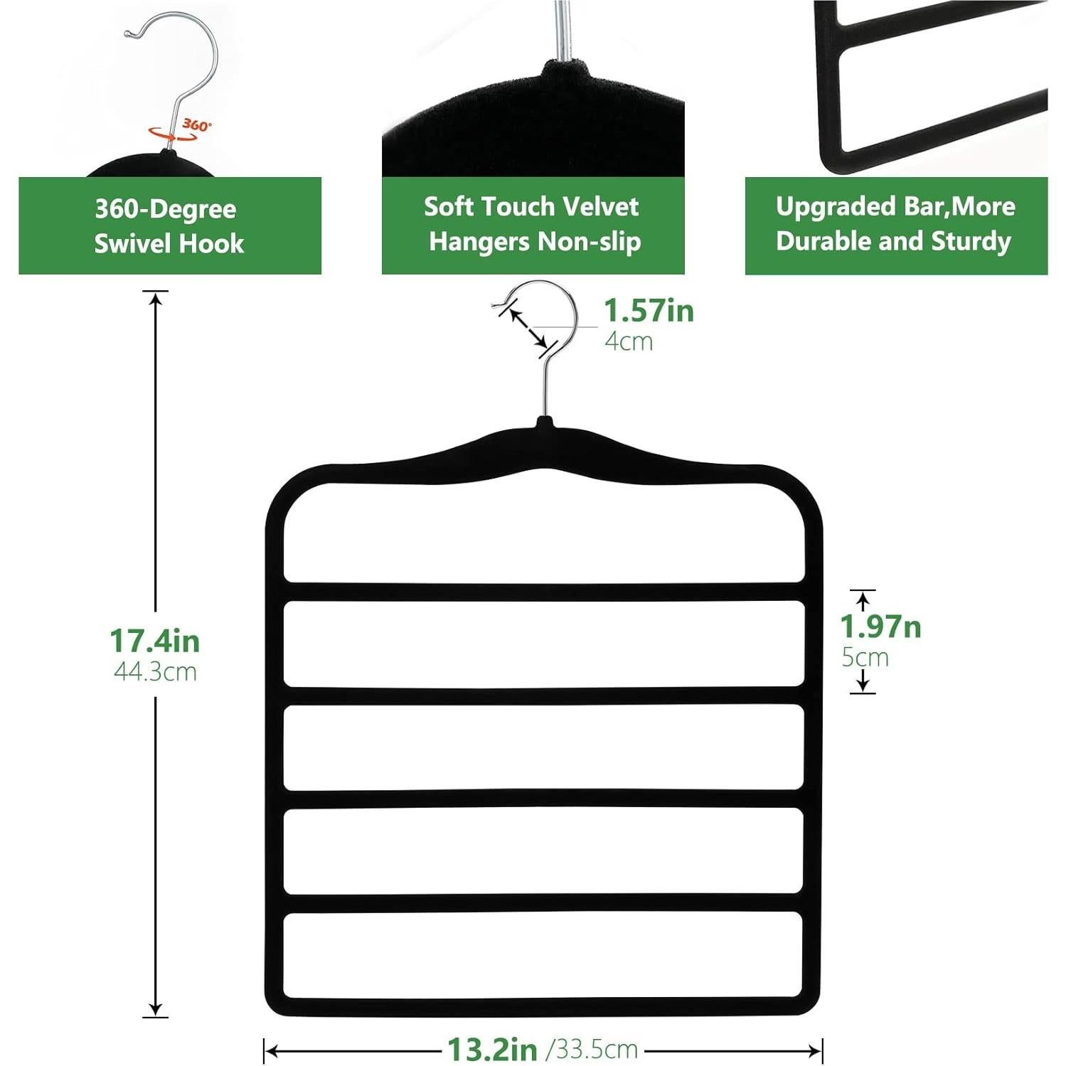 Organizador de Pantalones JUUBAOOPN 3 Piezas Terciopelo Negro