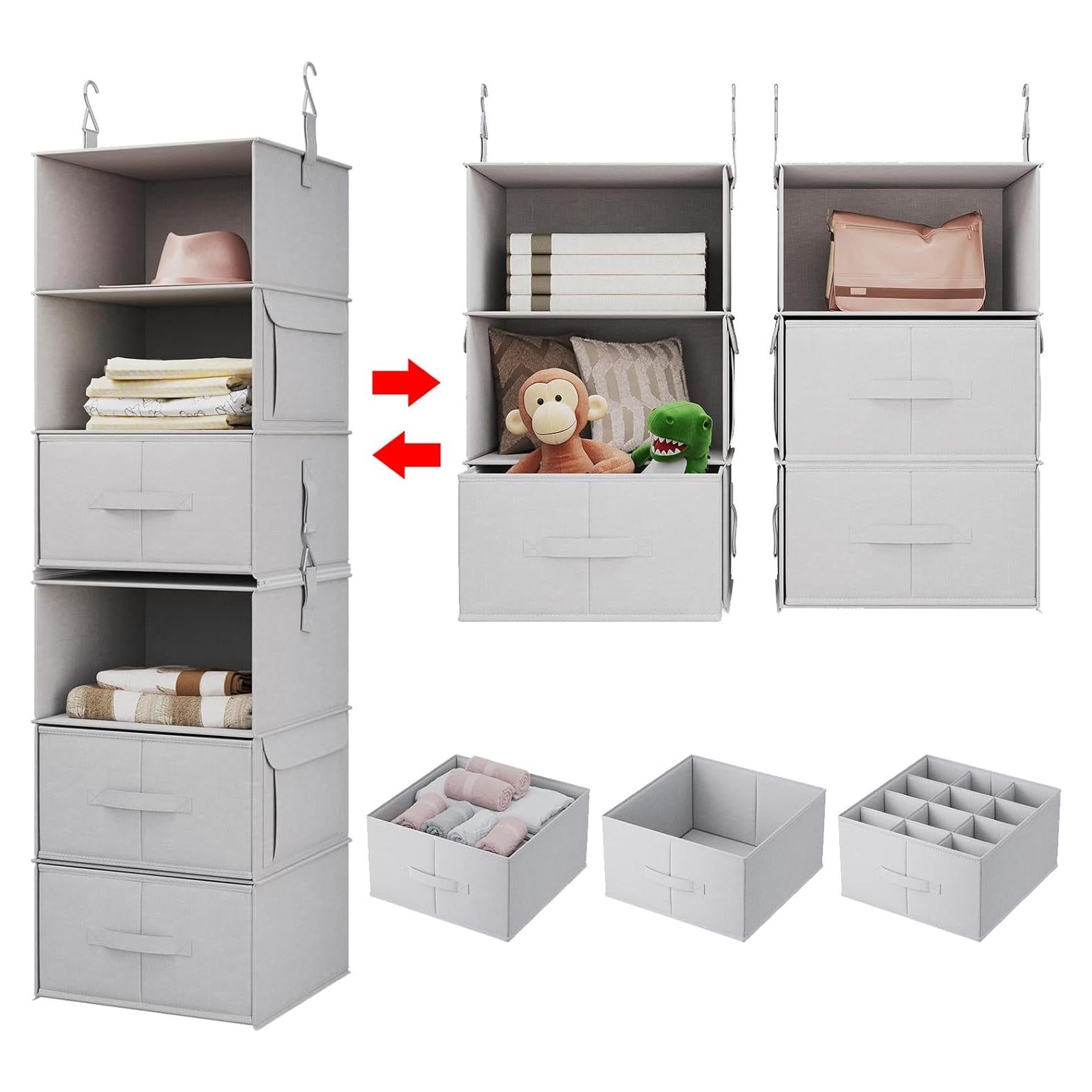 Organizador de Closet Colgante Vailando 6 Estantes y 3 Cajones