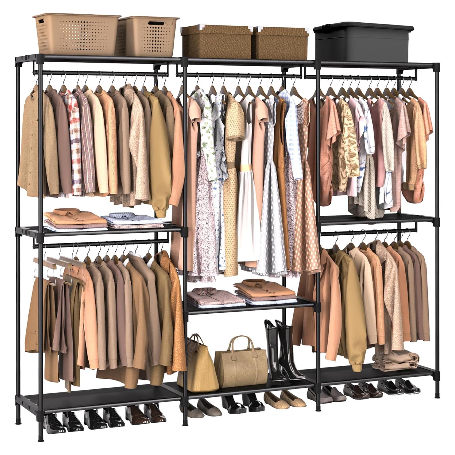 Armario Portátil CASAMAYA 205x43x197 cm Negro con Estantes