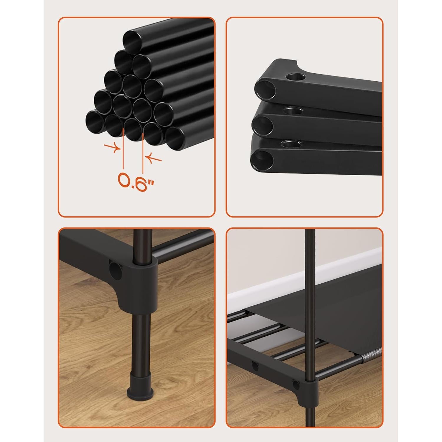 Armario Portátil CASAMAYA 205x43x197 cm Negro con Estantes