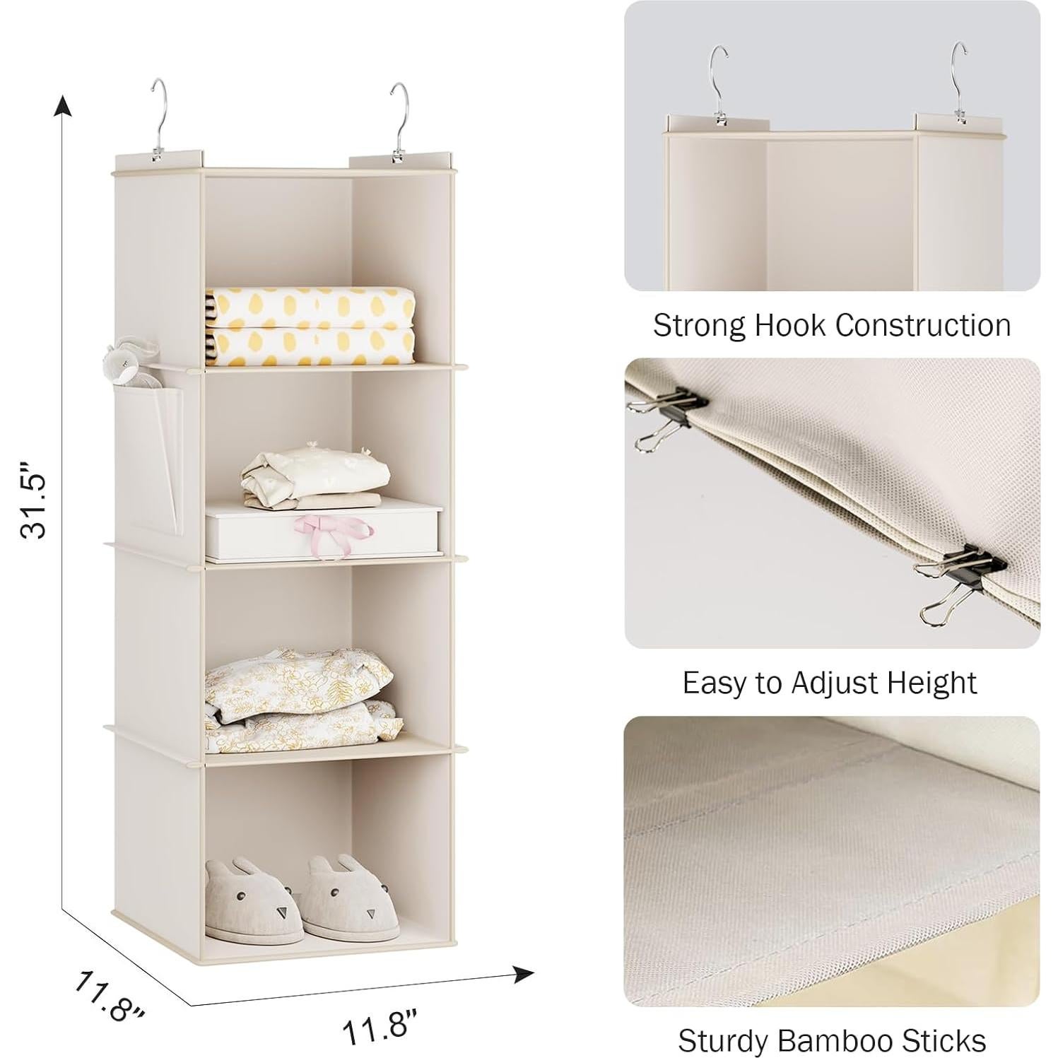 Organizador de Closet Colgante YOUDENOVA 4 Niveles Beige