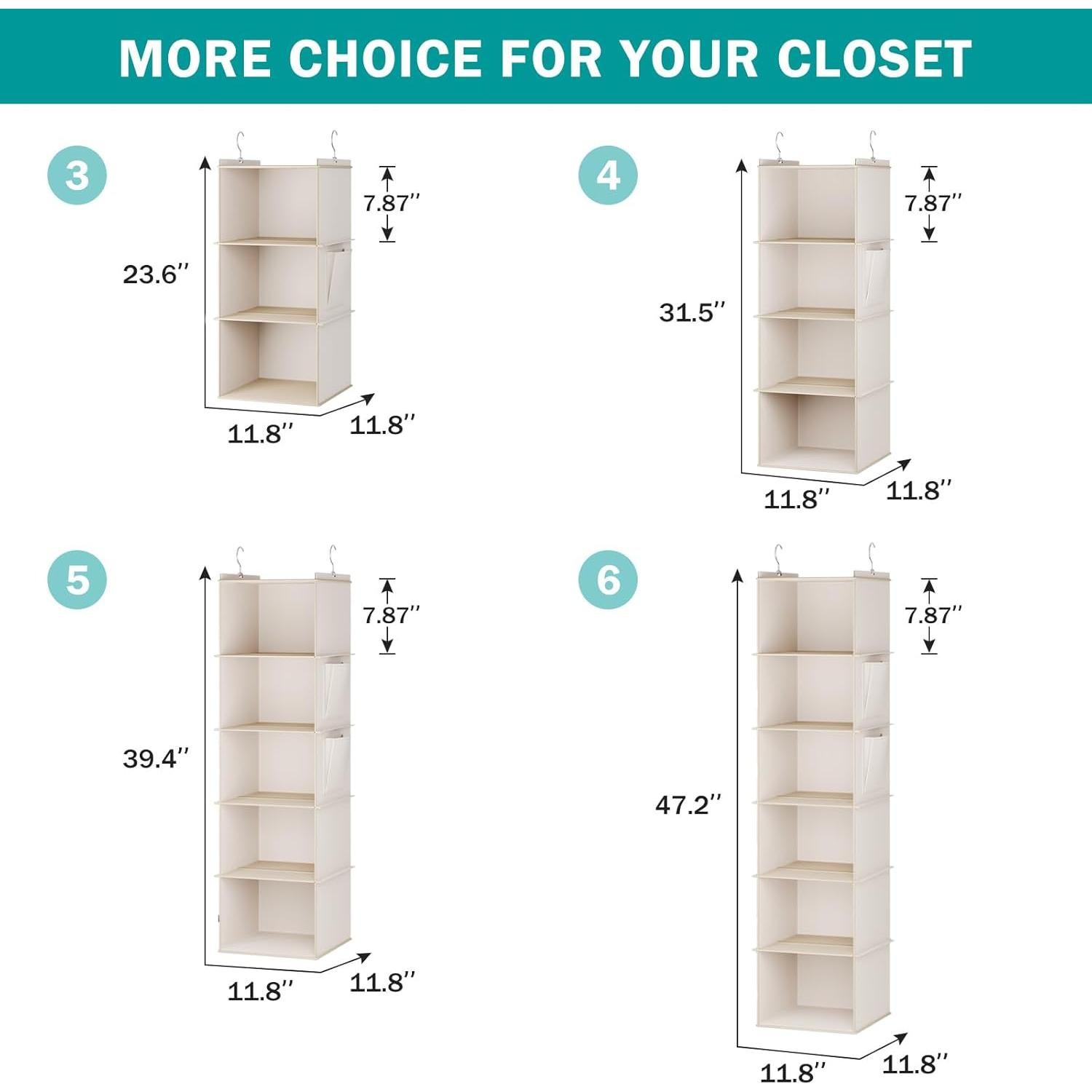 Organizador de Closet Colgante YOUDENOVA 4 Niveles Beige