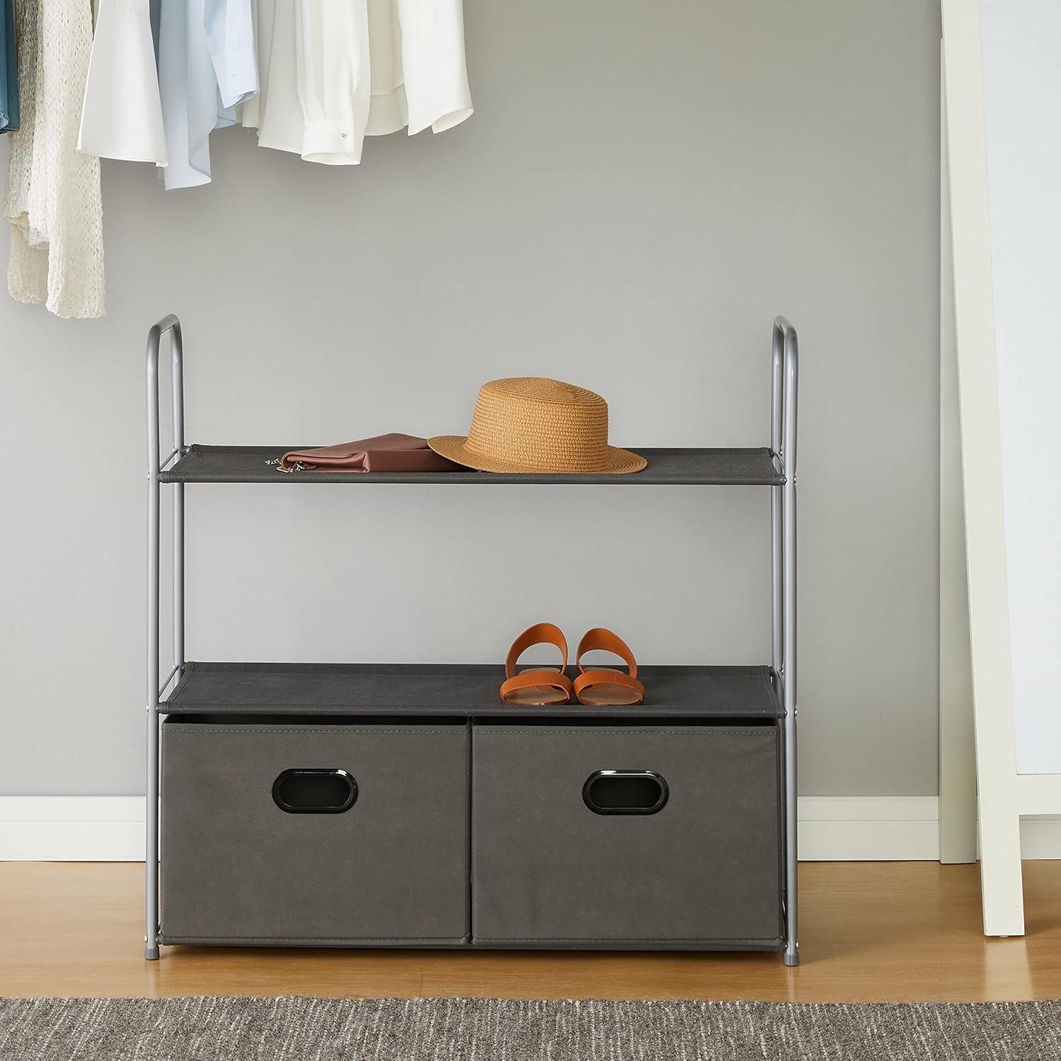 Organizador de Closet Amazon Basics con 3 Estantes y 2 Cajones