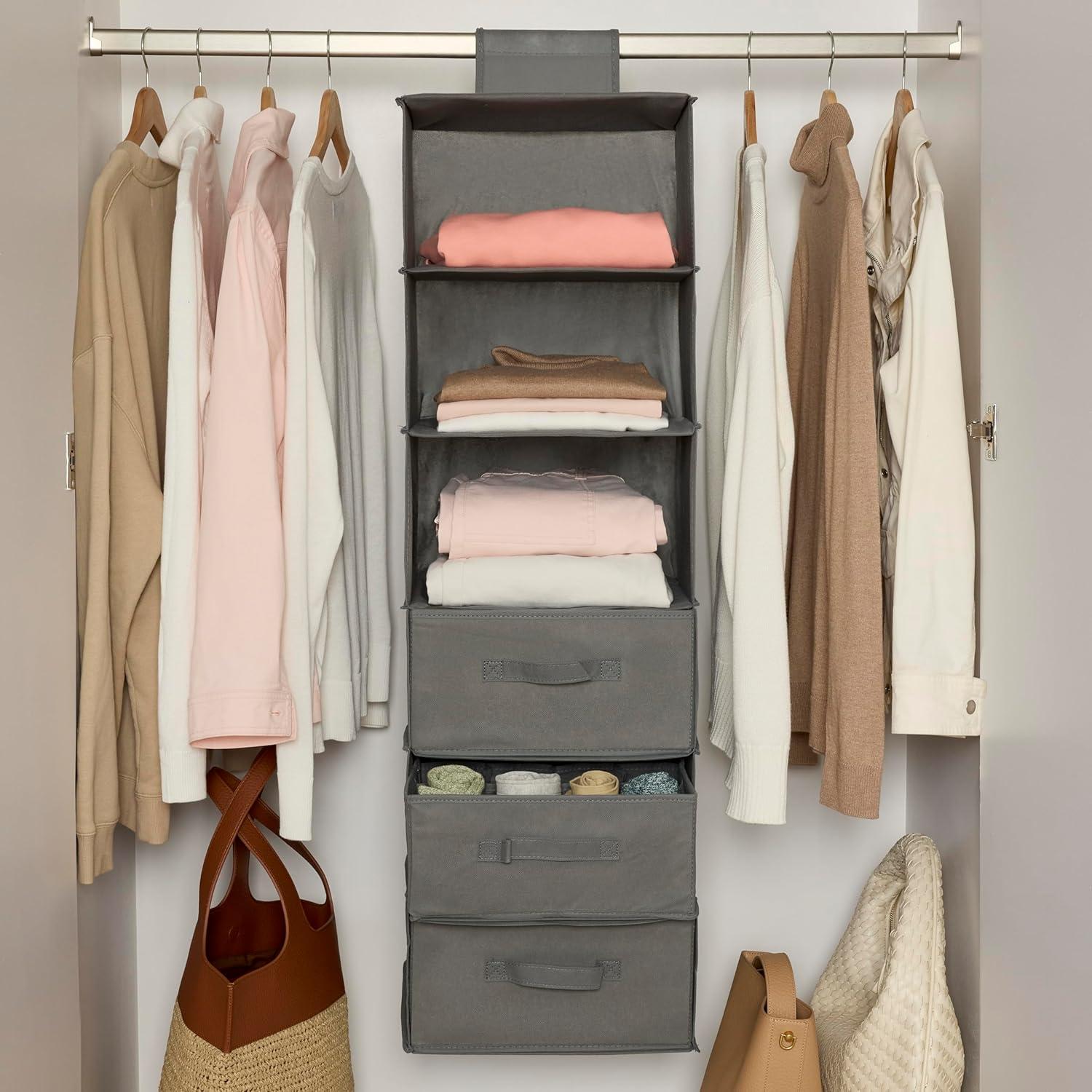 Organizador de Closet Amazon Basics con Estante Colgante 6 Niveles