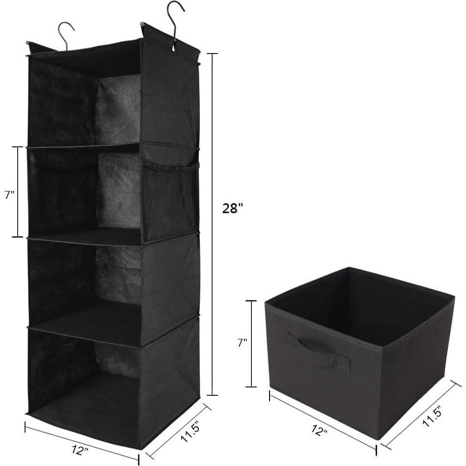 Organizador de Closet Colgante MAX Houser 4 Estantes Negro