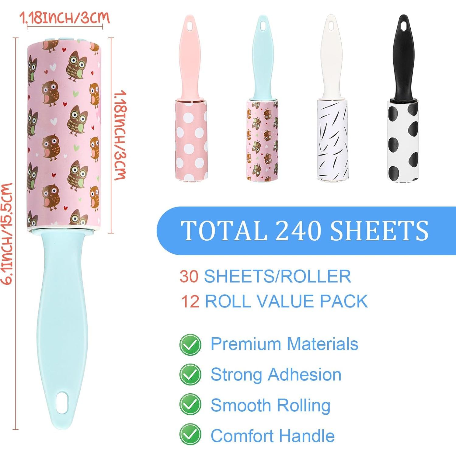 Hushee 12 Mini Rodillos Quitapelusas para Mascotas 360 Hojas