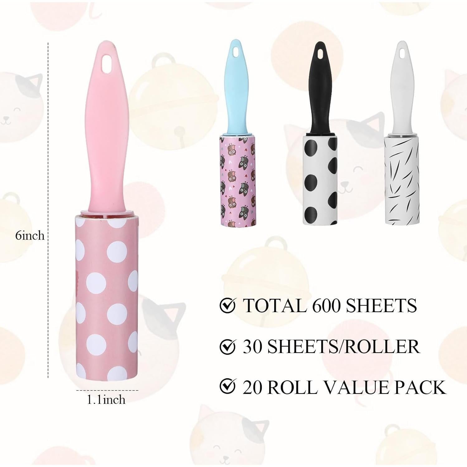 20 Mini Rodillos Quitapelusas Extra Adhesivos Maahongh 3x15.5cm