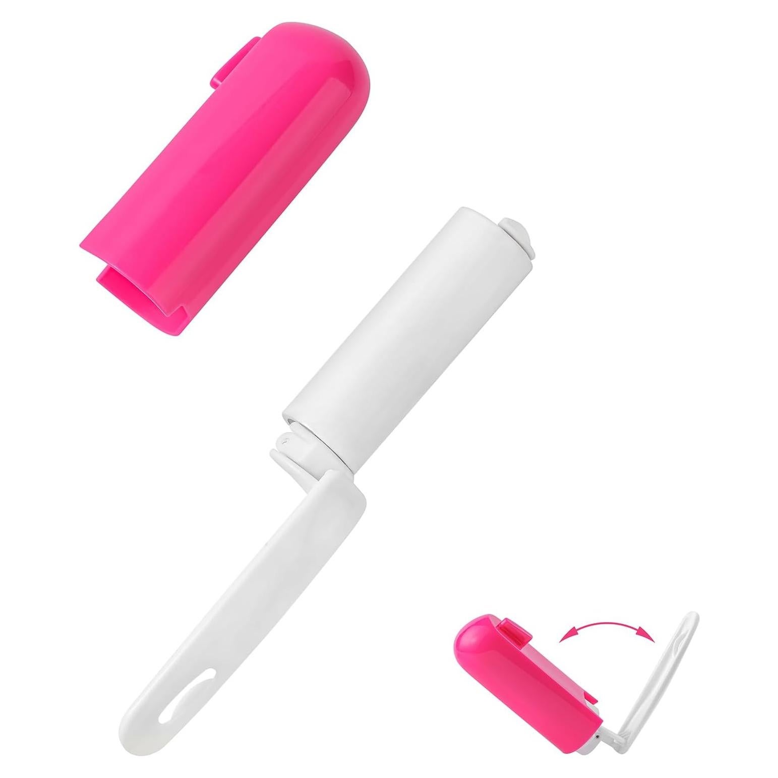 Rodillo Quitapelusas Mini MINGRACE Rosa Compacto 9.1x4.1 cm