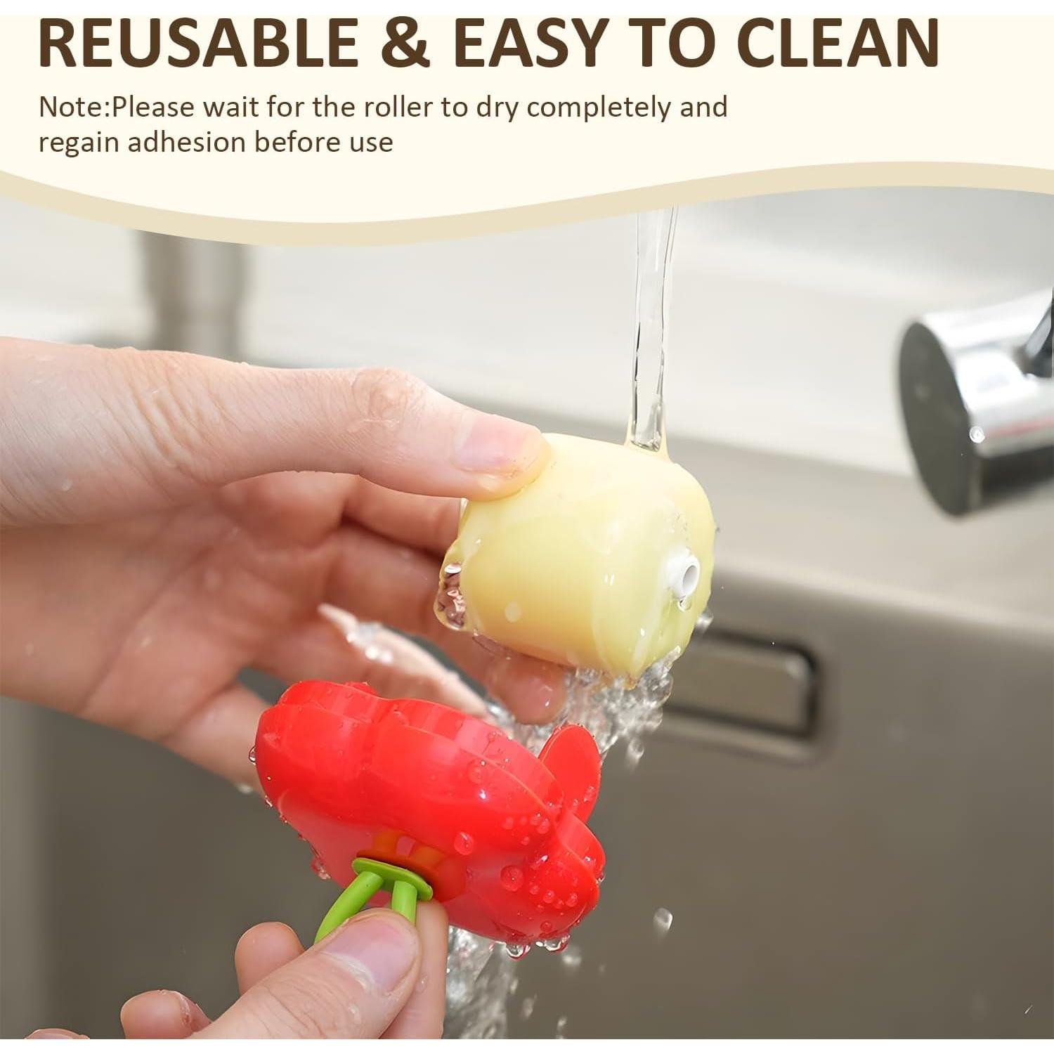 Rodillo Quitapelusas Reutilizable EQUNROY Mini Portátil Verde y Rojo