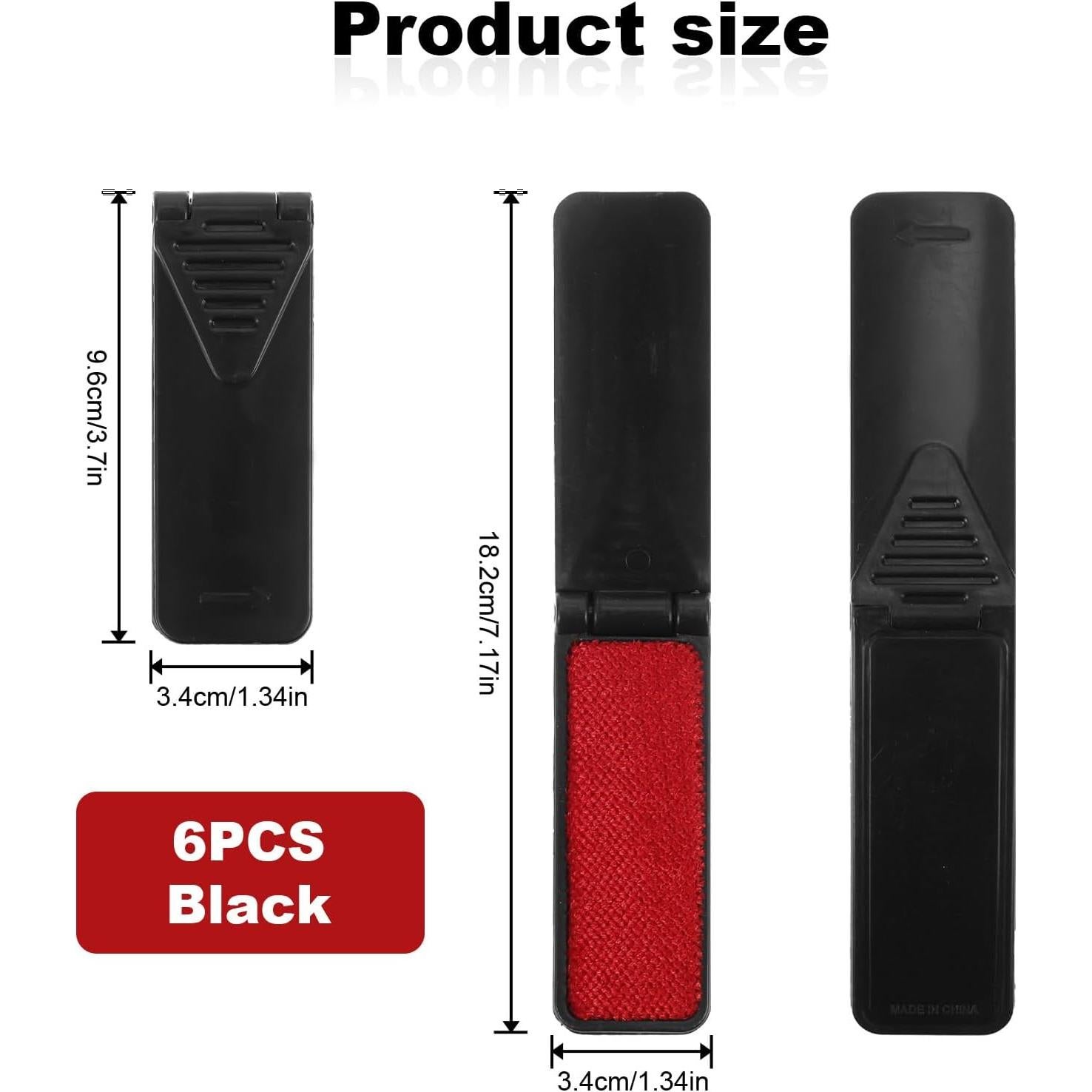 6 Cepillos de Pelusa Reutilizables Classicseali Portátiles Negros