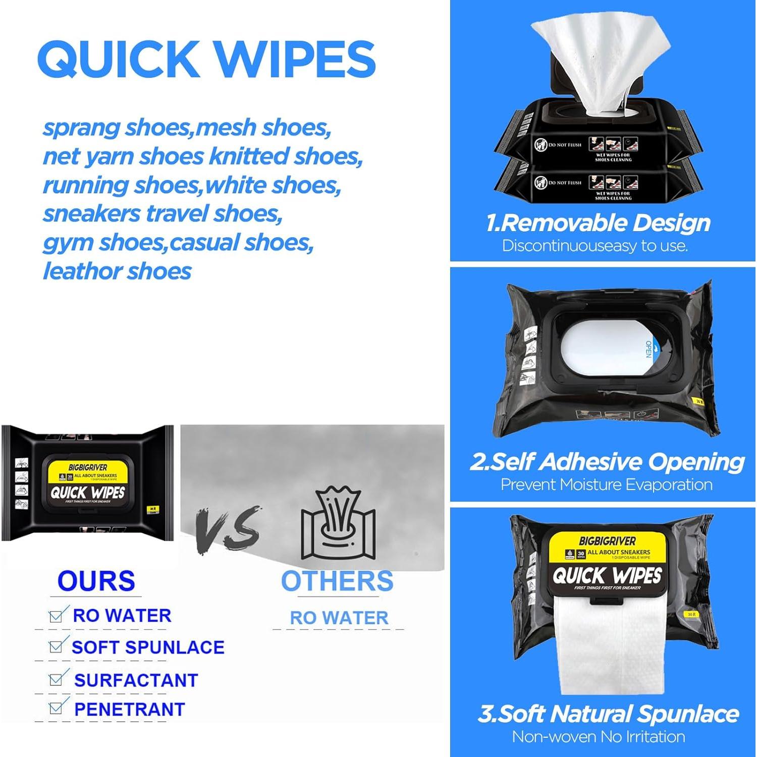 Toallitas limpiadoras para zapatos 2 Paquetes 60 Pcs