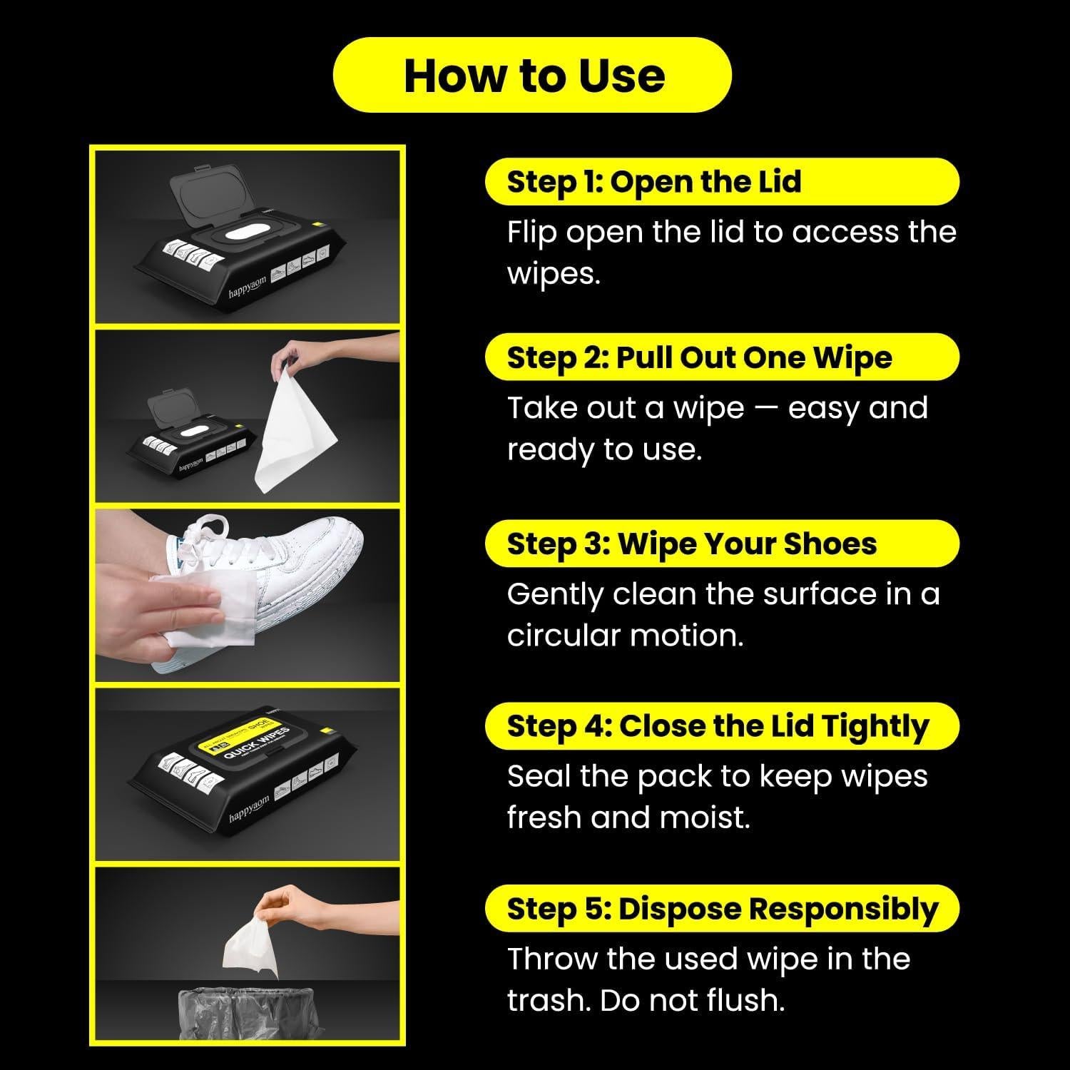 Paquete de 120 Toallitas de Limpieza para Zapatos Happyaom