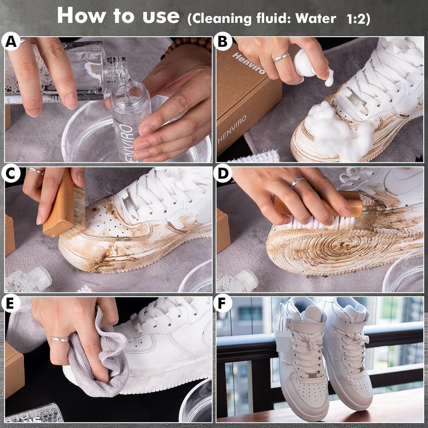 Kit de Limpieza de Zapatos Henviro 240ml con Cepillos y Toalla