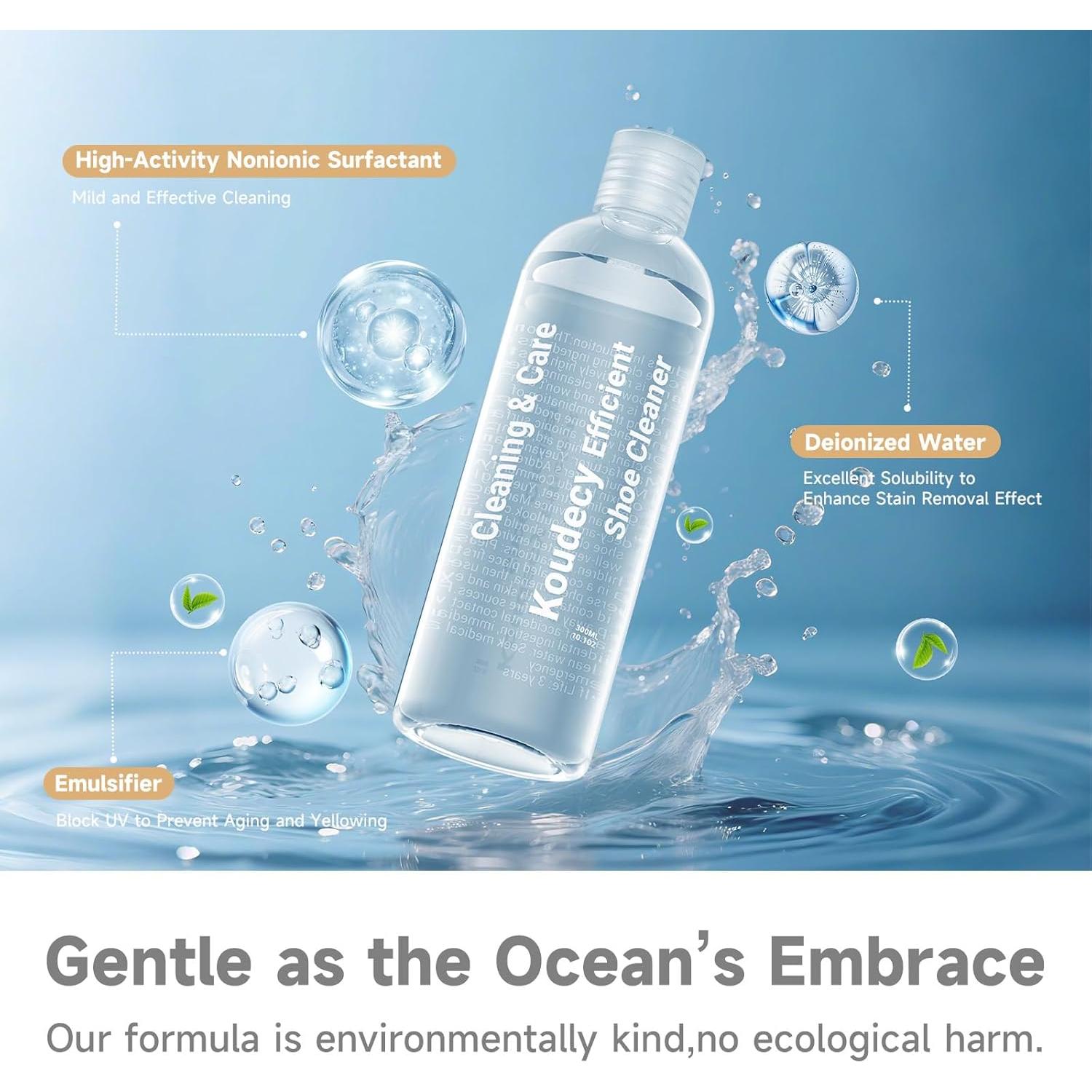 Kit de Limpieza de Zapatos Koudecy 300 ml con Cepillos y Toalla