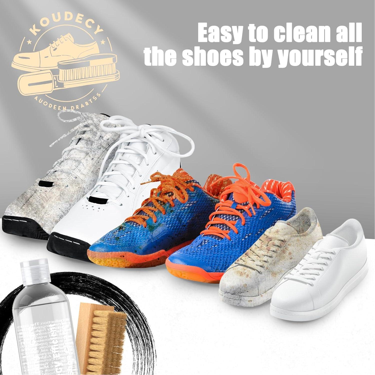 Kit de Limpieza de Zapatos Koudecy 300 ml con Cepillos y Toalla