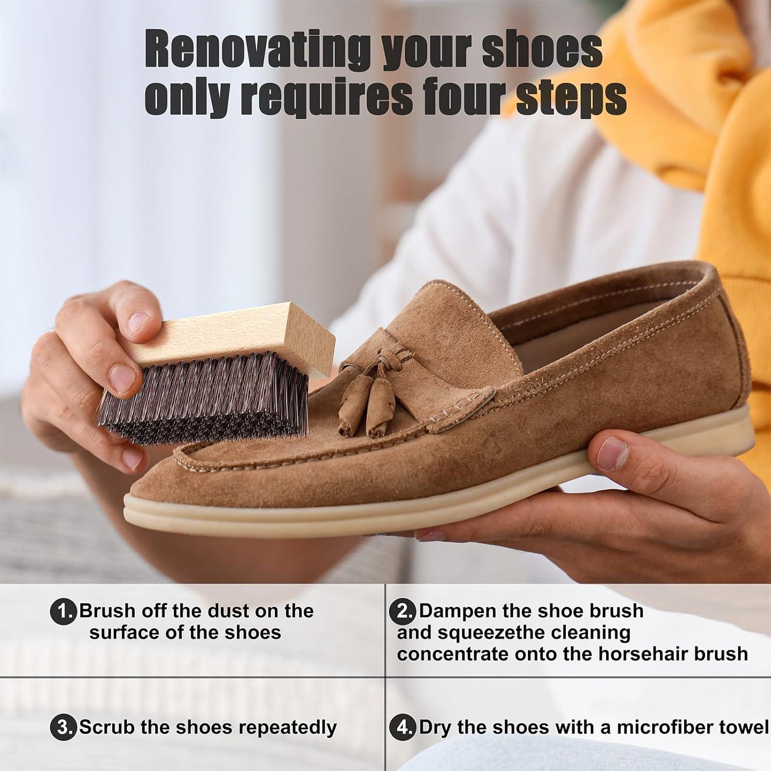 Kit de Limpieza de Zapatos Koudecy 300 ml con Cepillos y Toalla