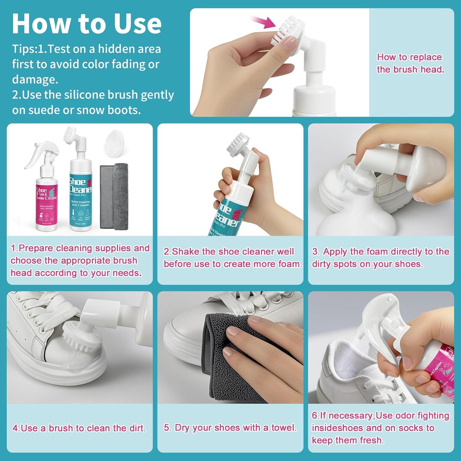 Kit de limpieza de zapatos sin agua 2025 - 7Oz + spray 4.2Oz