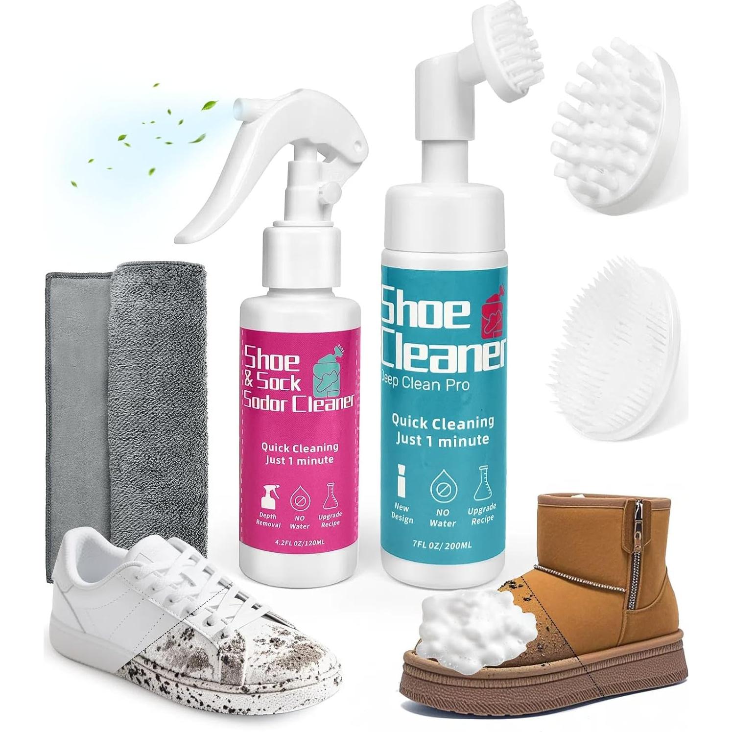 Kit de limpieza de zapatos sin agua 2025 - 7Oz + spray 4.2Oz