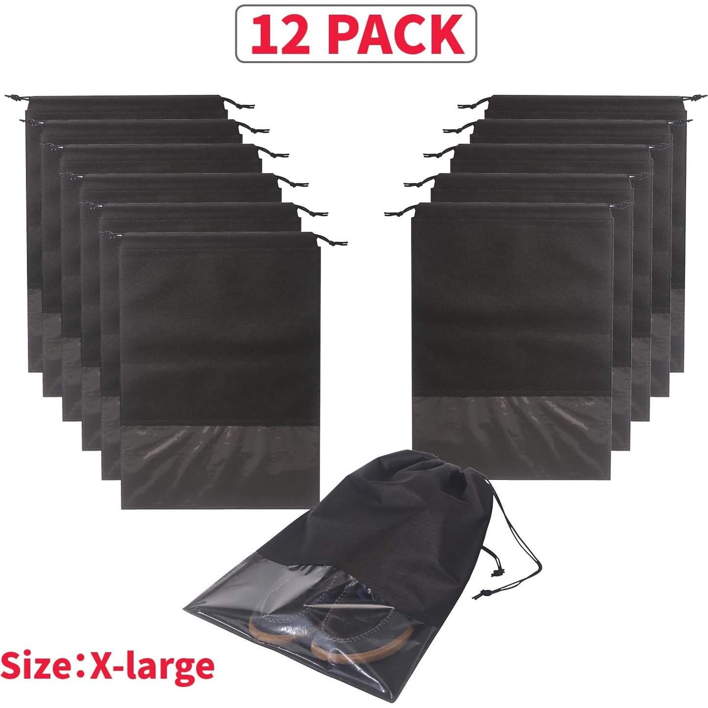 Set de 12 Bolsas de Viaje para Zapatos Negras - Organizador