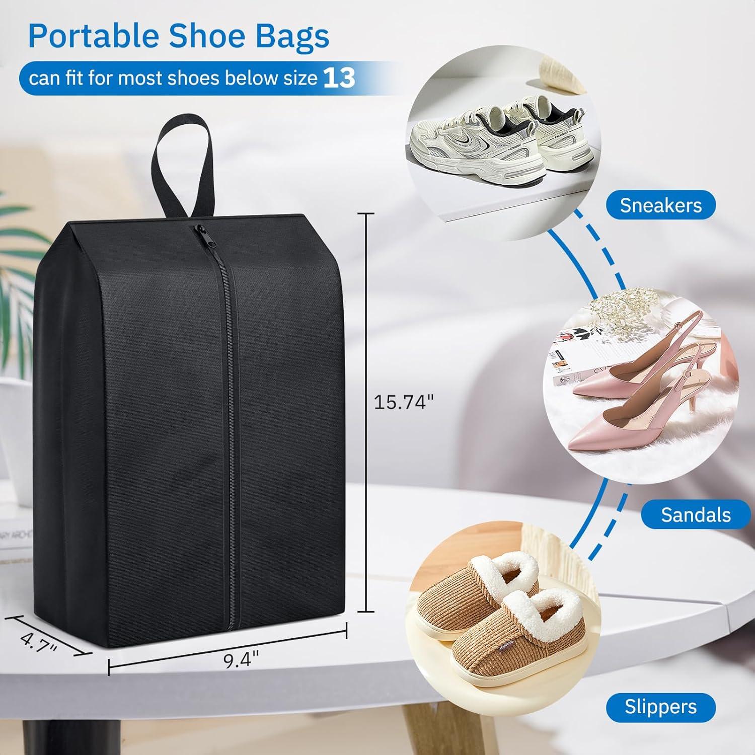 Bolsas de Zapatos de Viaje Misslo 4 Piezas Nylon Negro