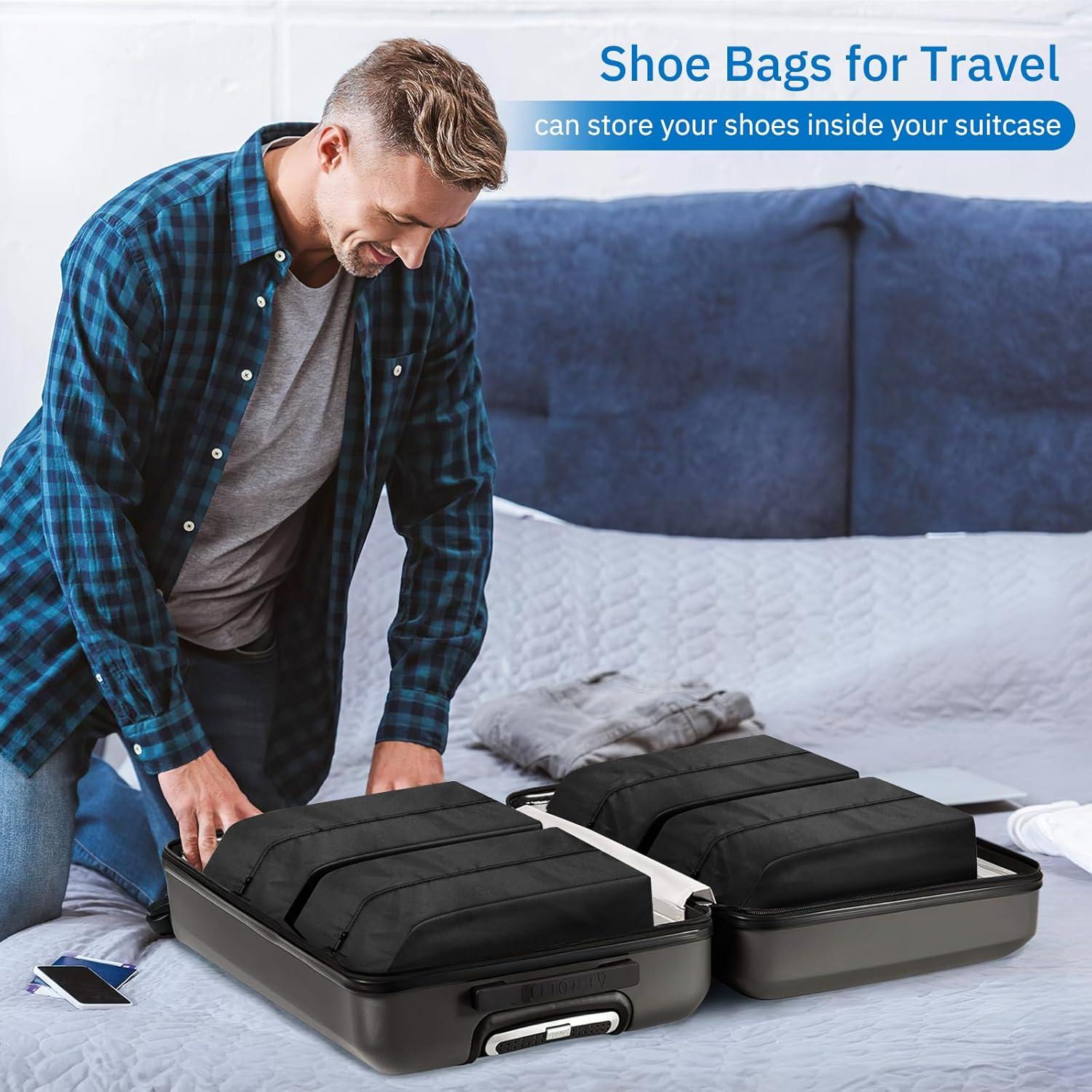 Bolsas de Zapatos de Viaje Misslo 4 Piezas Nylon Negro