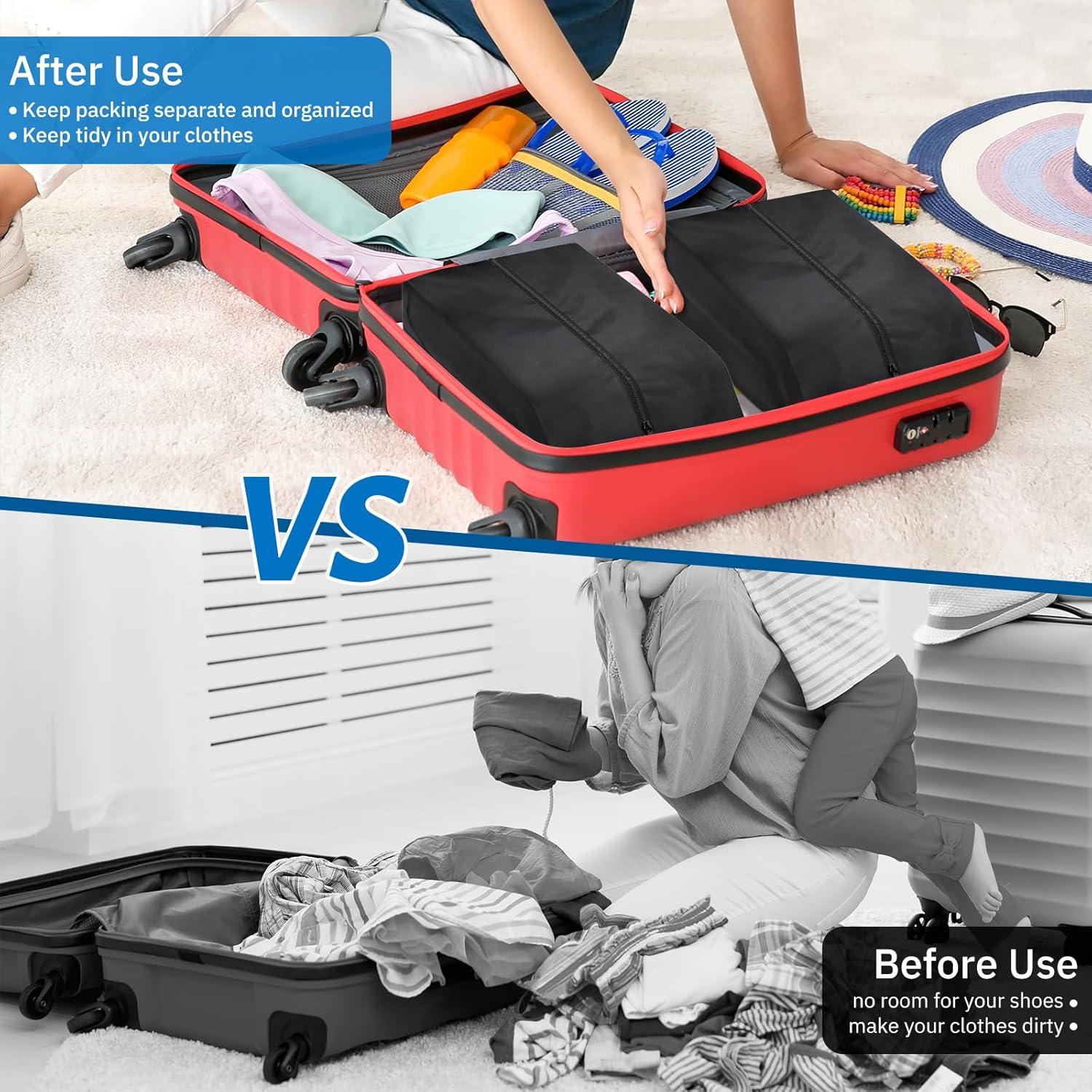 Bolsas de Zapatos de Viaje Misslo 4 Piezas Nylon Negro